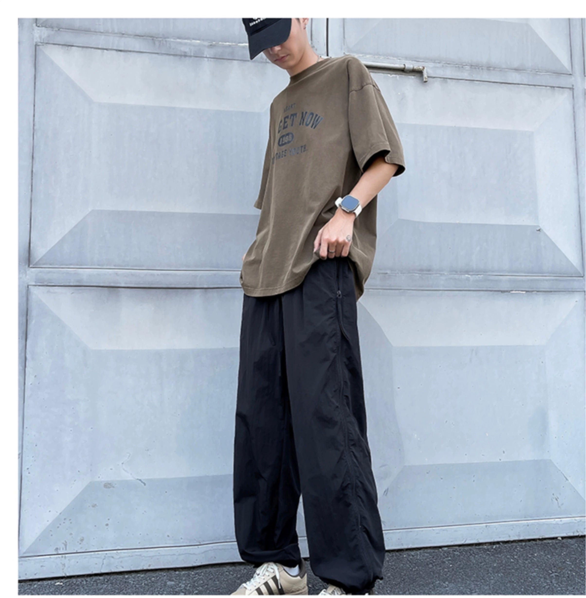 Mesh Panel Wide Leg Pants