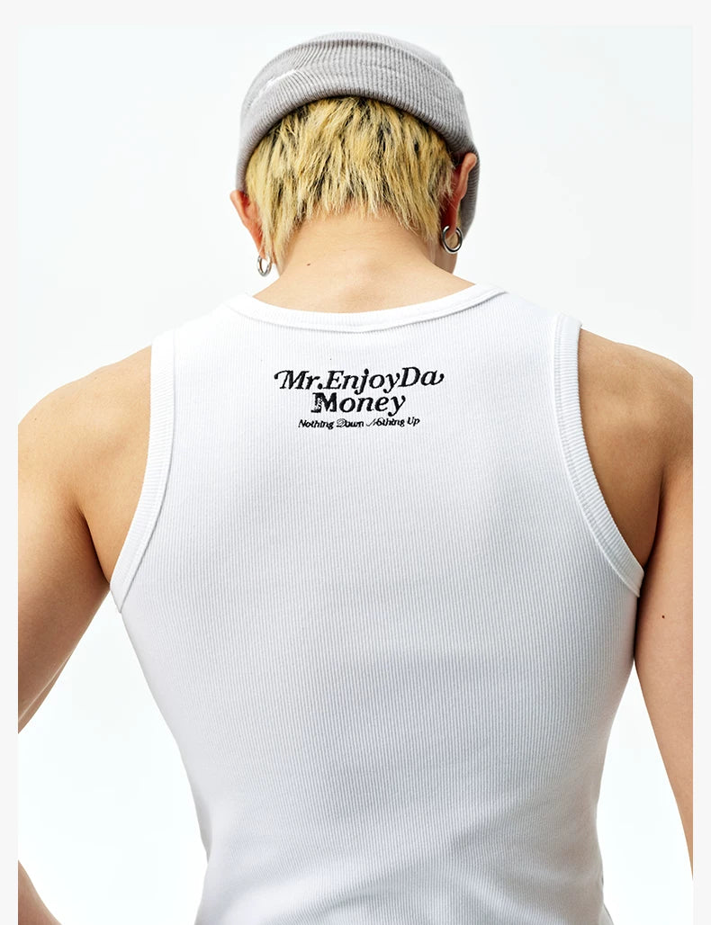 Logo Print Ribbed Tank Top