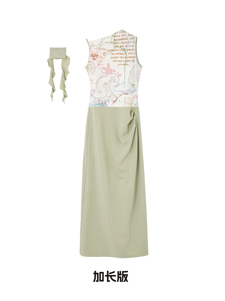 Lavender Print Two-Piece Maxi Dress