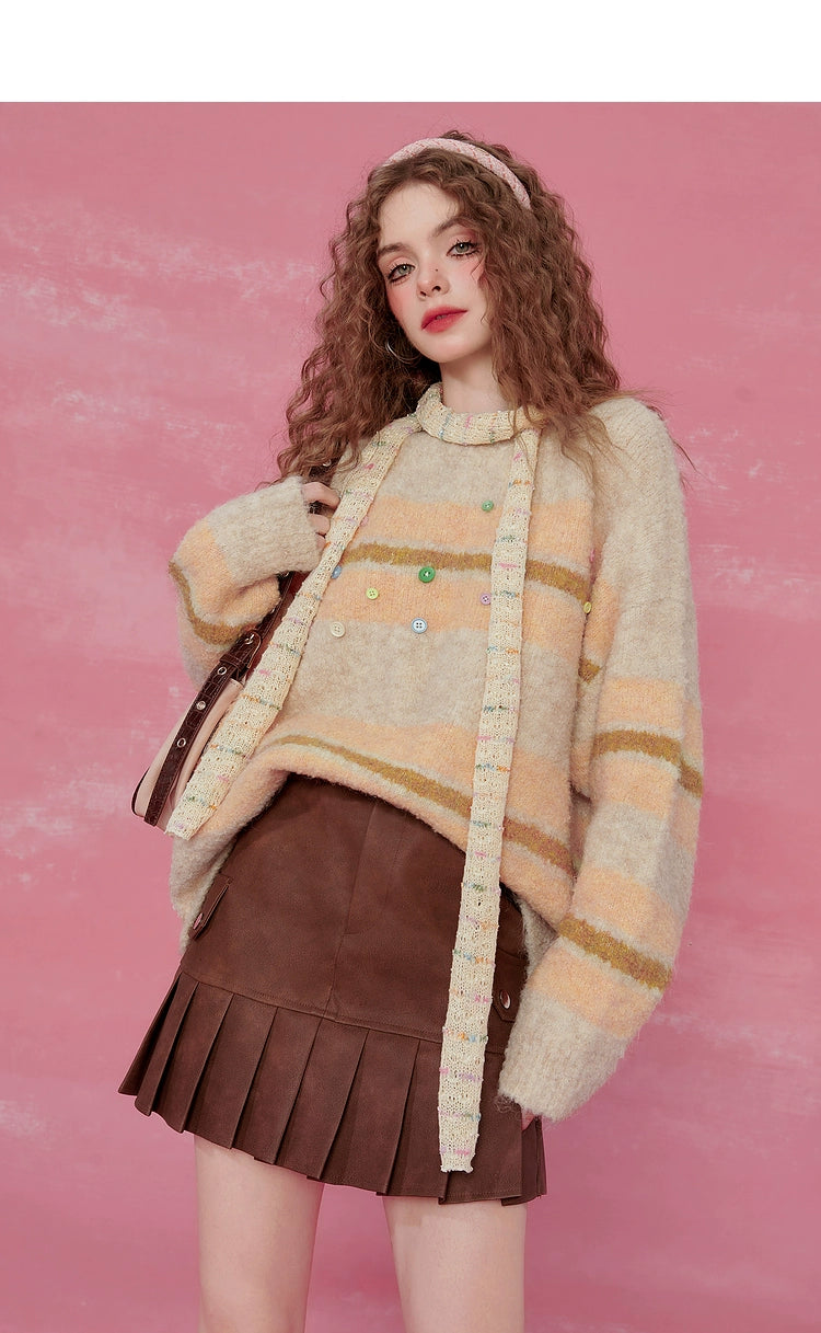 Suéter de mohair rosa rayado