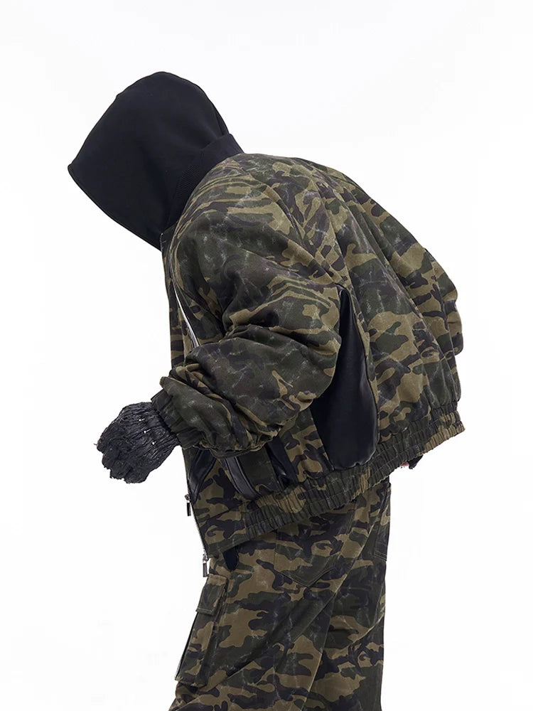 Camo Patchwork Jacket and Wide-Leg Cargo Setup