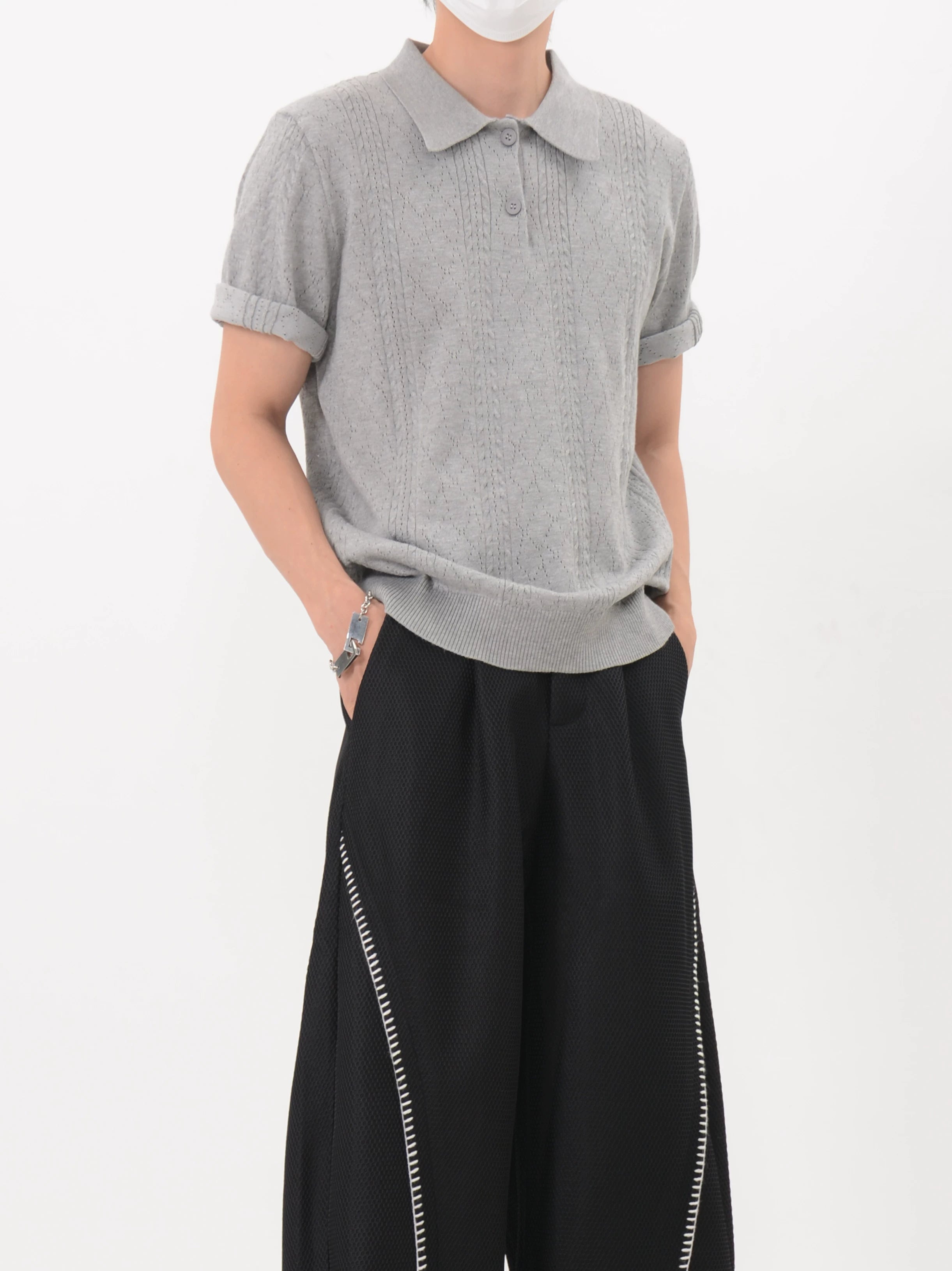 Frost Textured Lattice Knit Polo