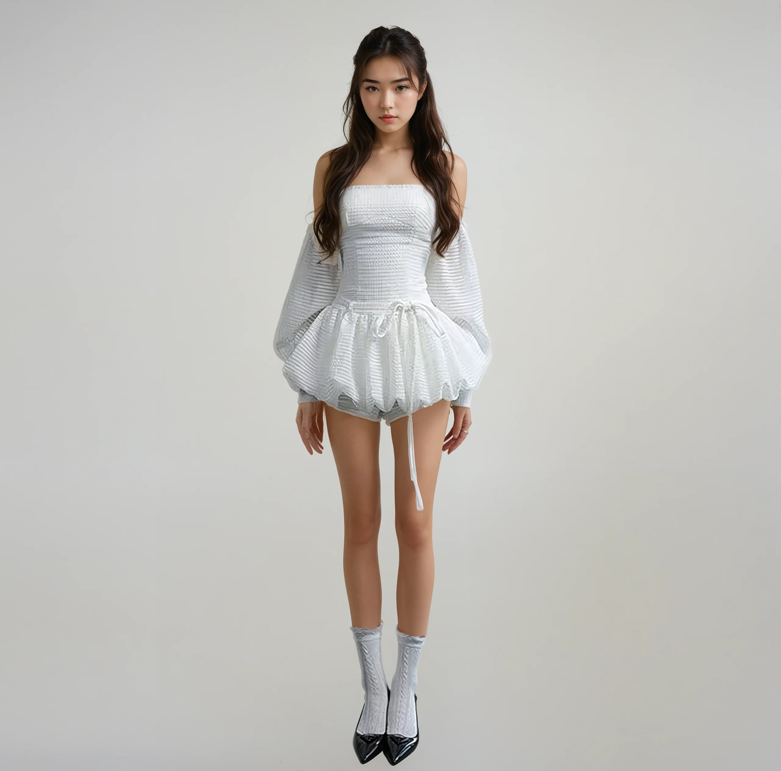 Puff Sleeve Mini Romper Dress