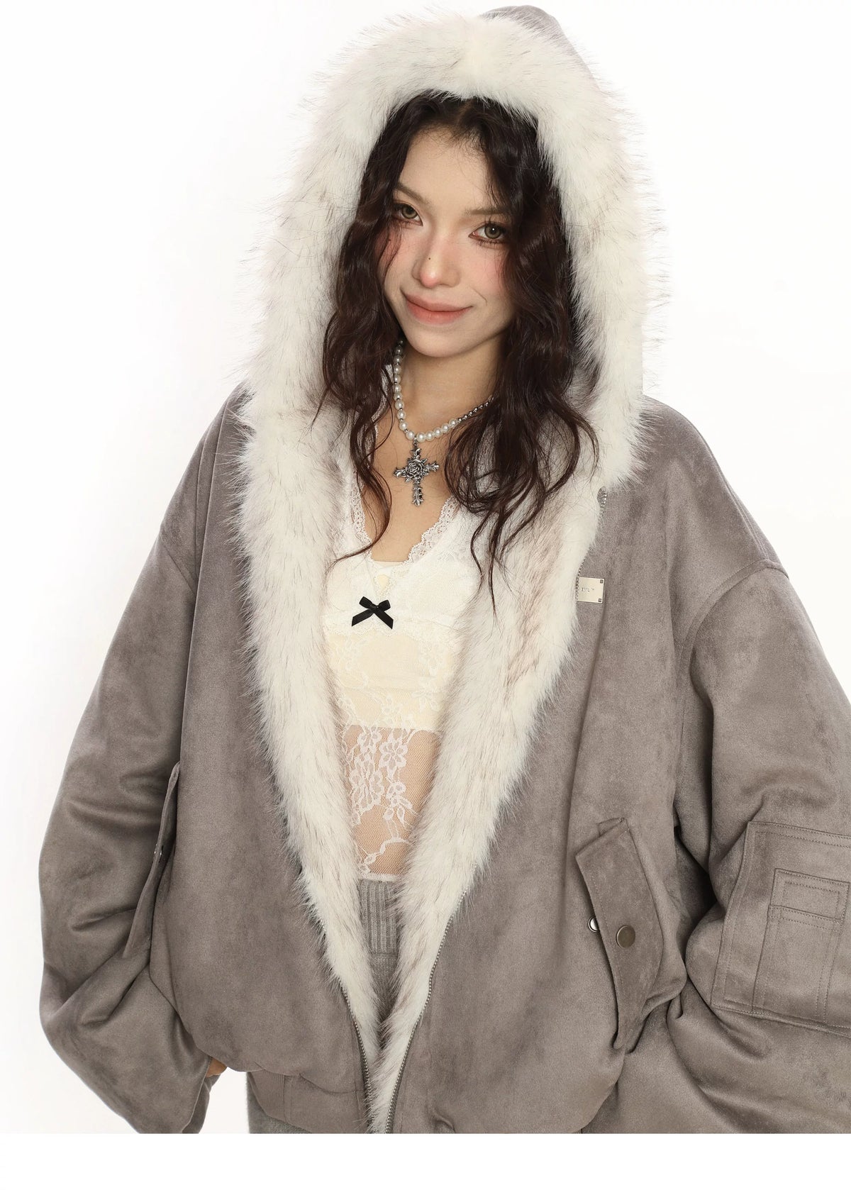 Winter Haven Faux Fur Hooded Bomber Jacket