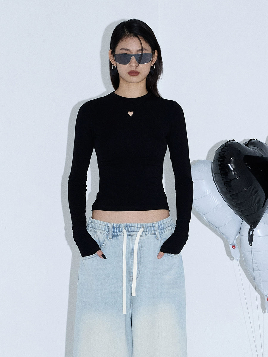 Heart-Stitch Slim Basic Tee