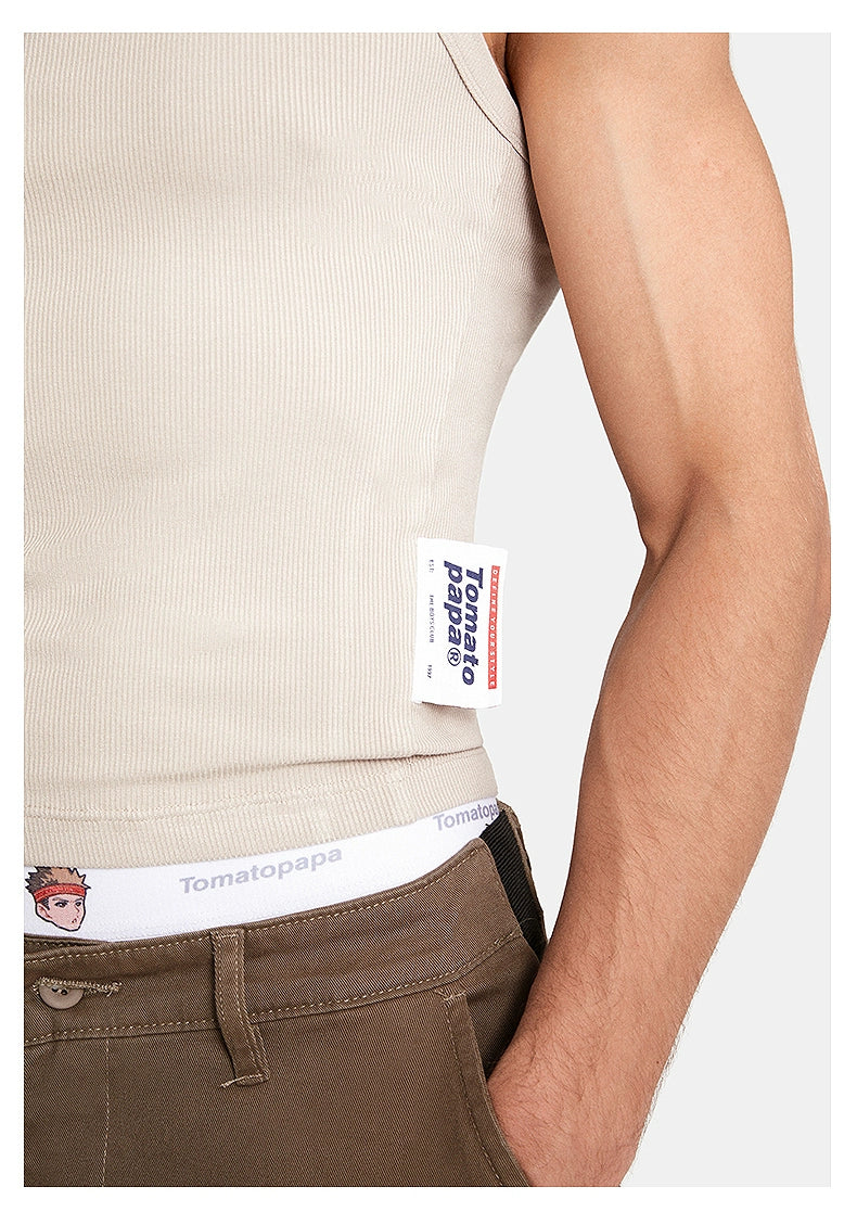 Camiseta de tanque acanalado de ajuste delgado