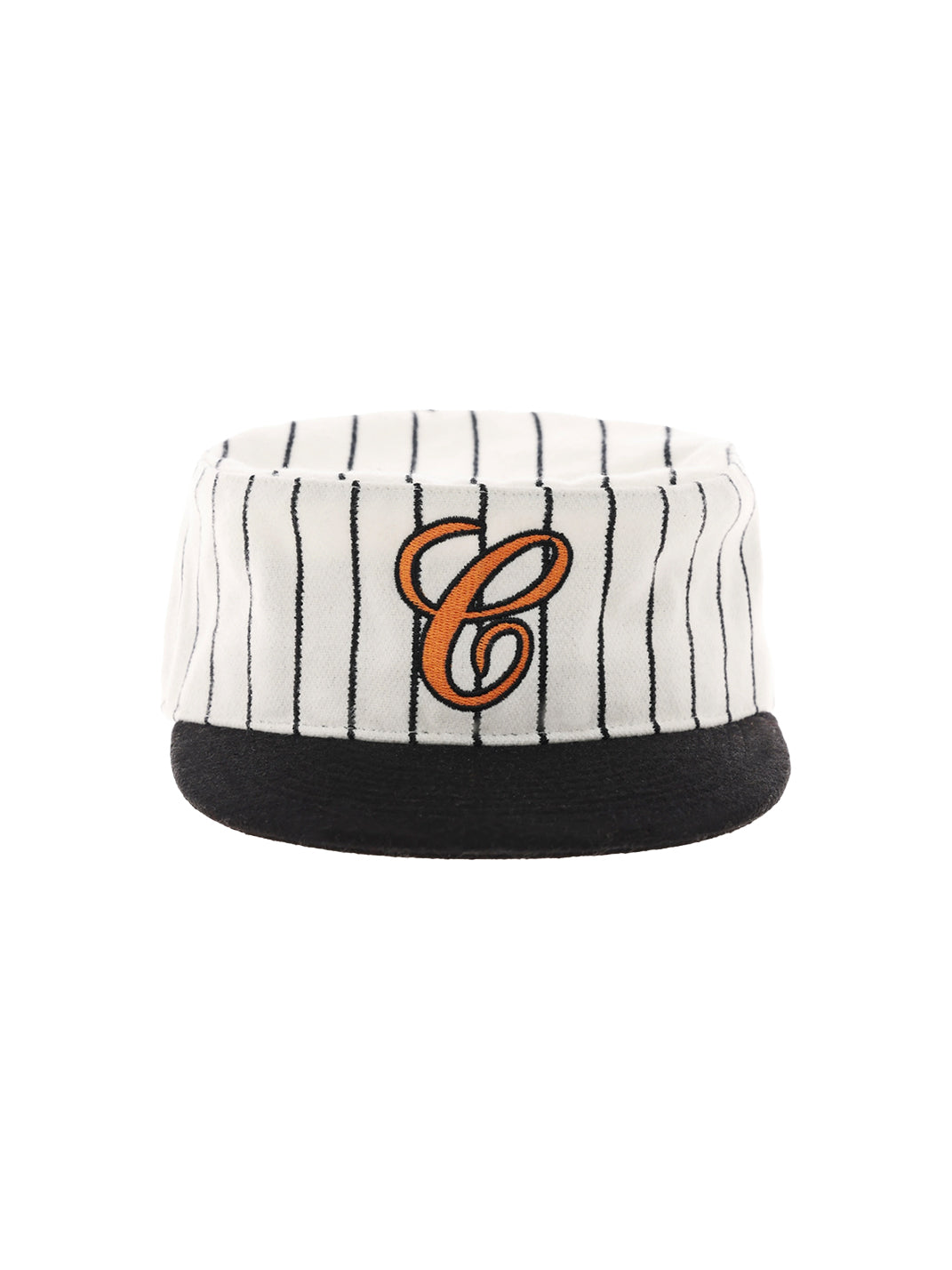 Pinstripe Wool-Blend C-Embroidered Cap - Orange Embroidery - Product front - view 6