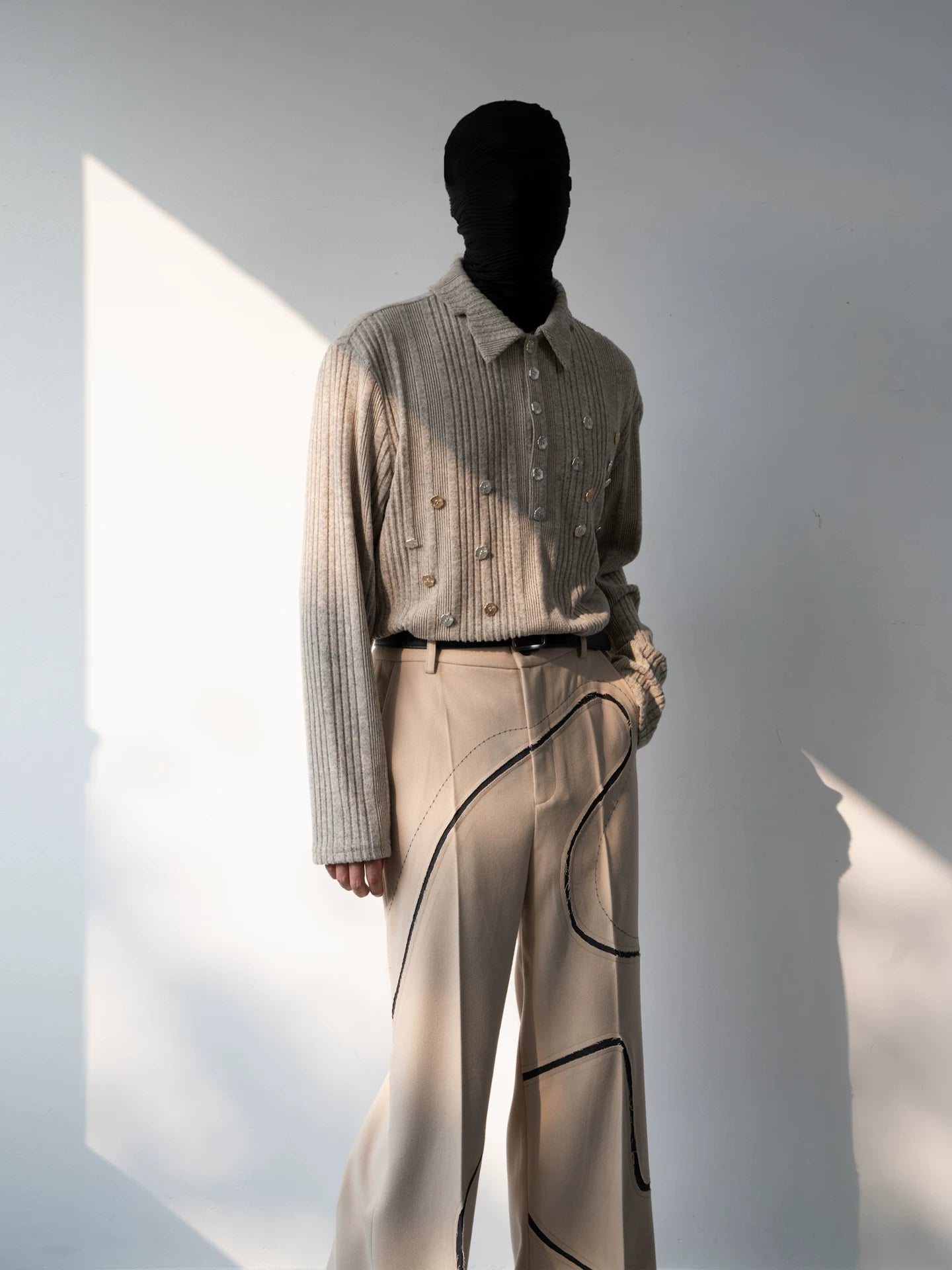 Gilded Scatter Rib Knit Polo Sweater