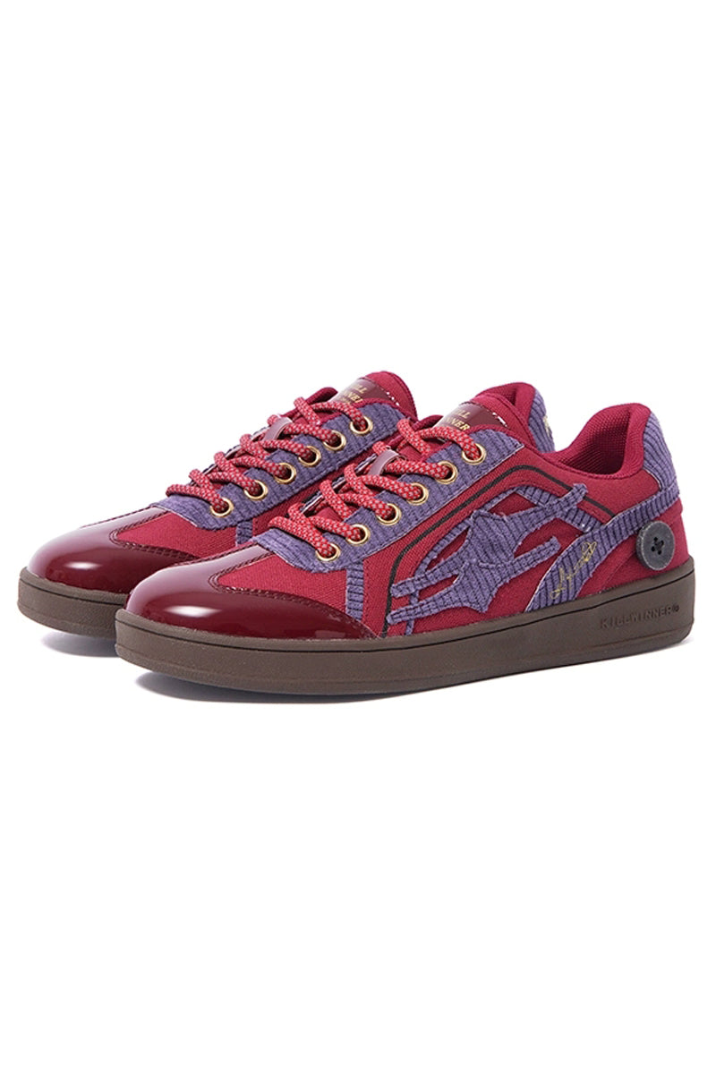 Coral Red Textured Low-Top Sneakers