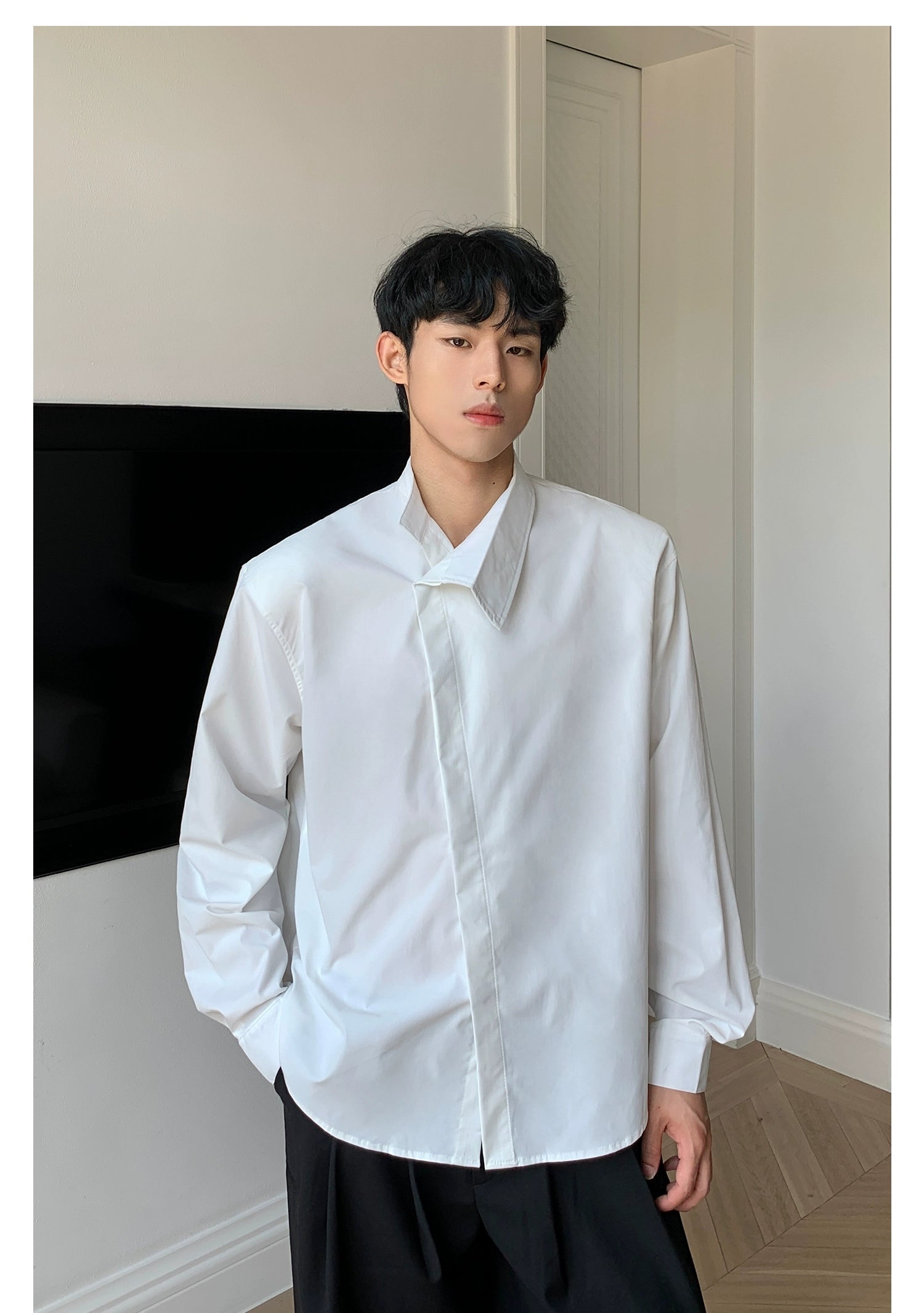 Asymmetric Collar Dress Shirt