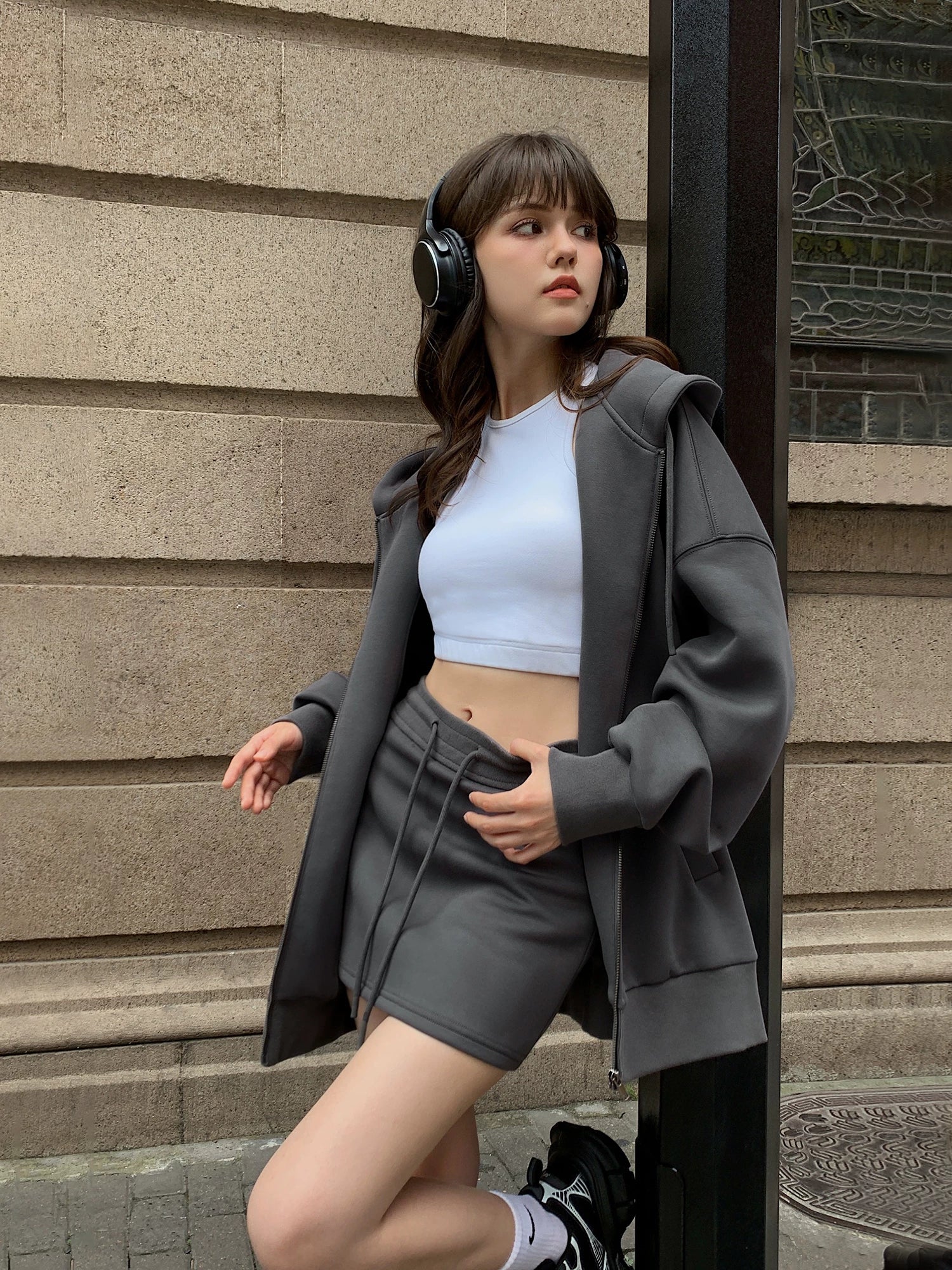 Drawstring Waist Mini Skirt