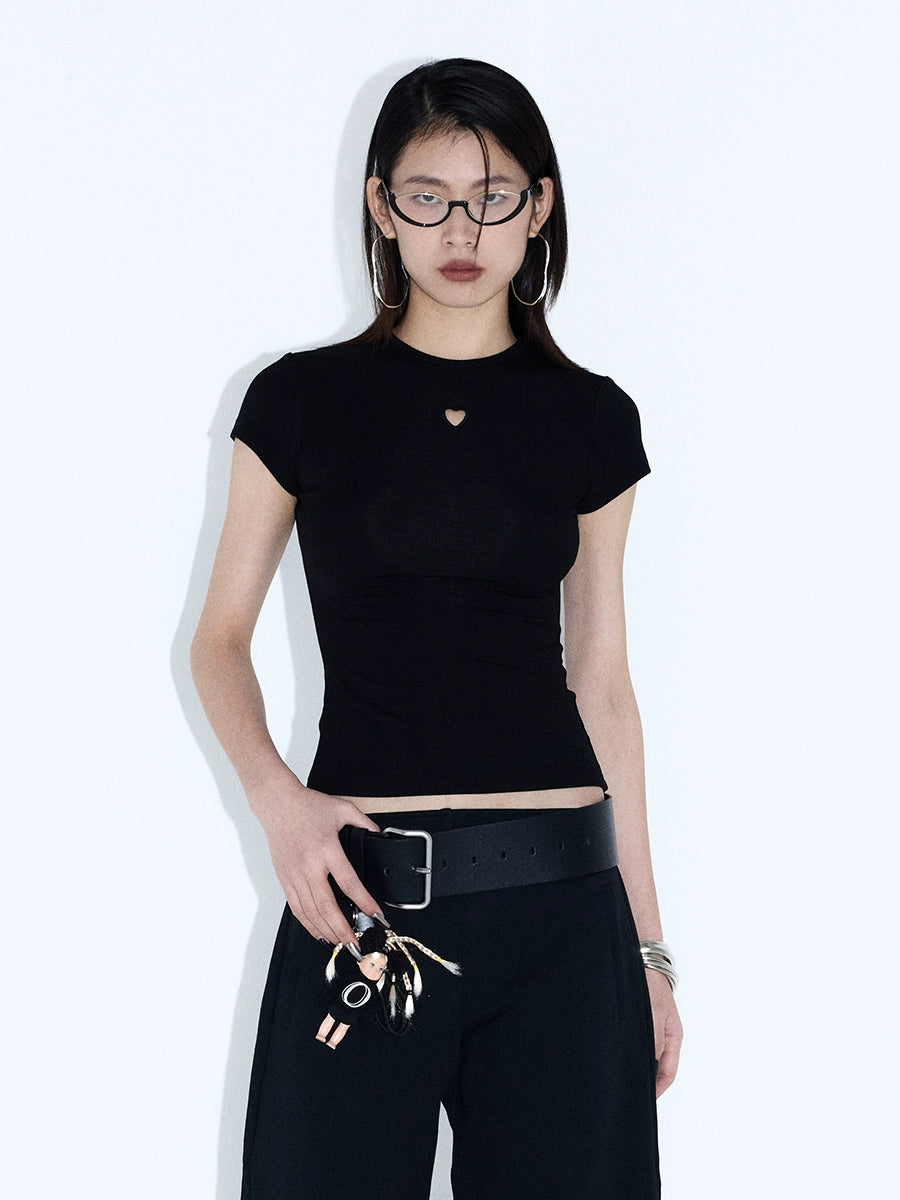 Heart-Stitch Slim Basic Tee