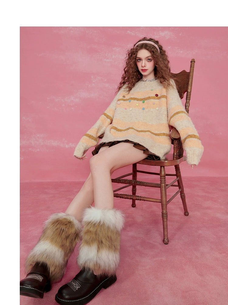 Suéter de mohair rosa rayado