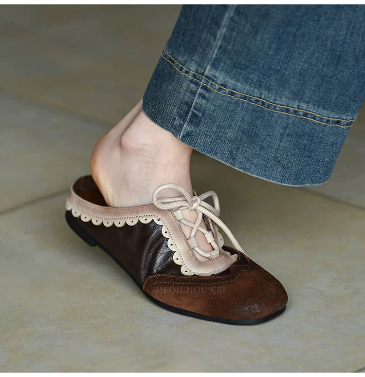 Rosalie Scallop Lace-Up Flats