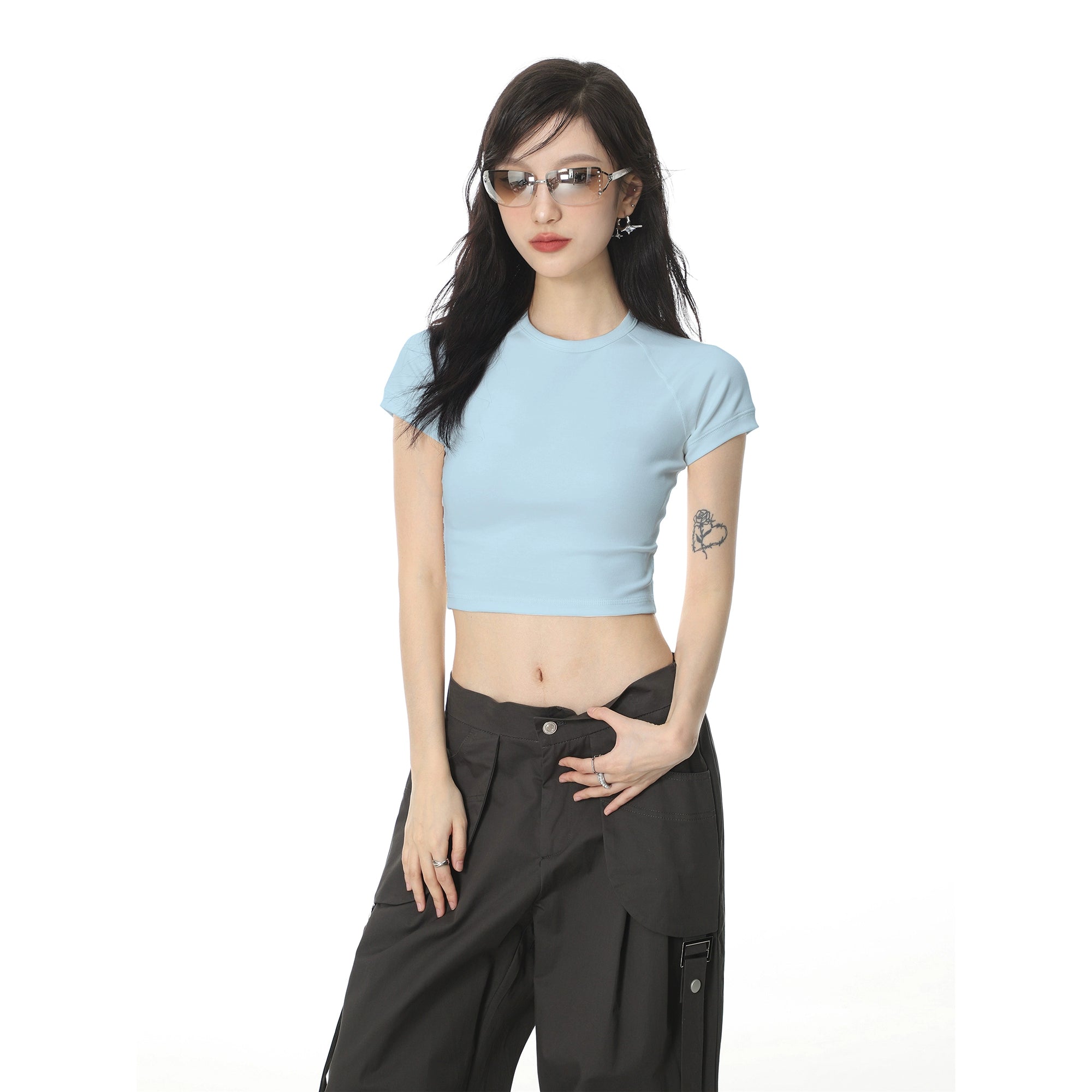 Feste Farbe Normaler Schulter kurzarm T-Shirt