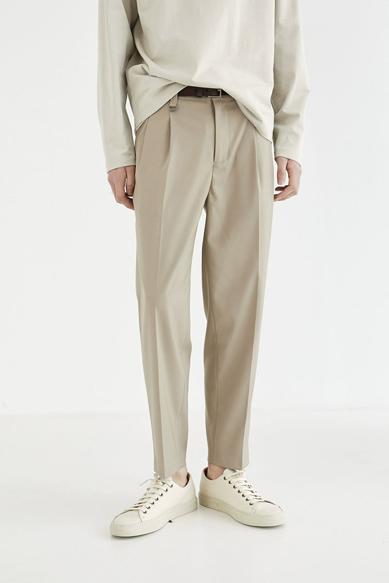 Pantalones de vestir de confort de doble plato