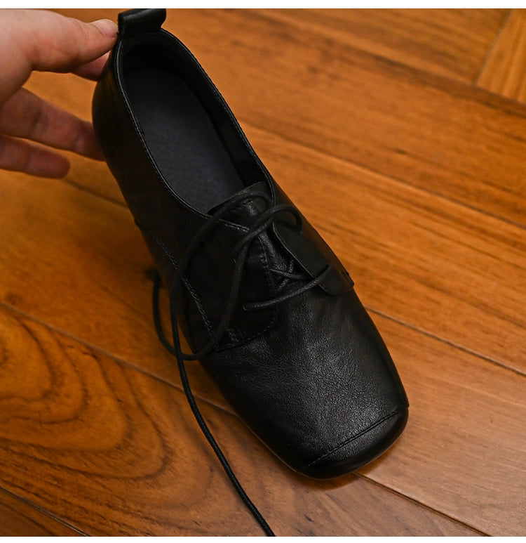 Noir Classic Square-Toe Derby Shoes