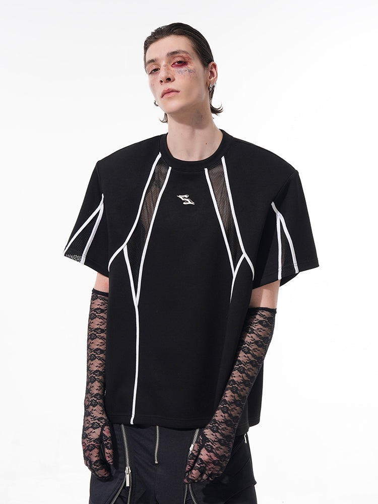 Mesh-Panel Athletic Gothic T-Shirt