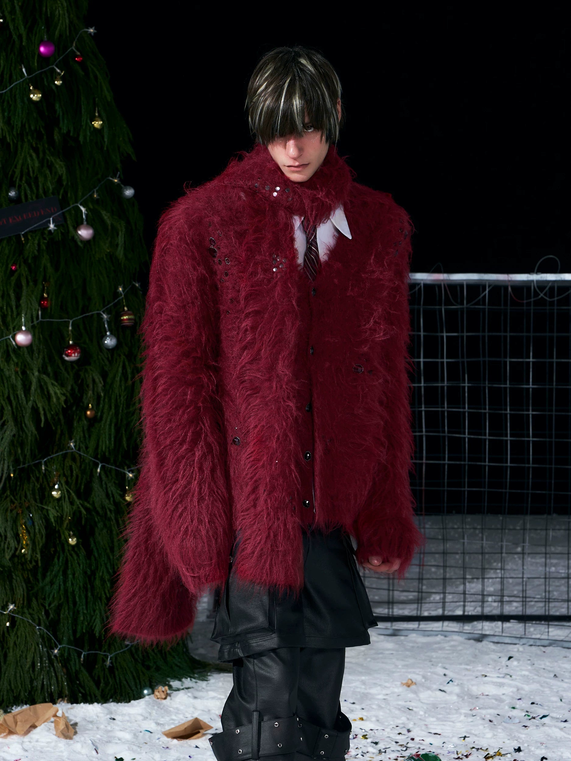 Blizzard Faux‑Fur Holiday Cardigan