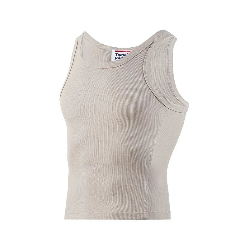 Camiseta de tanque acanalado de ajuste delgado