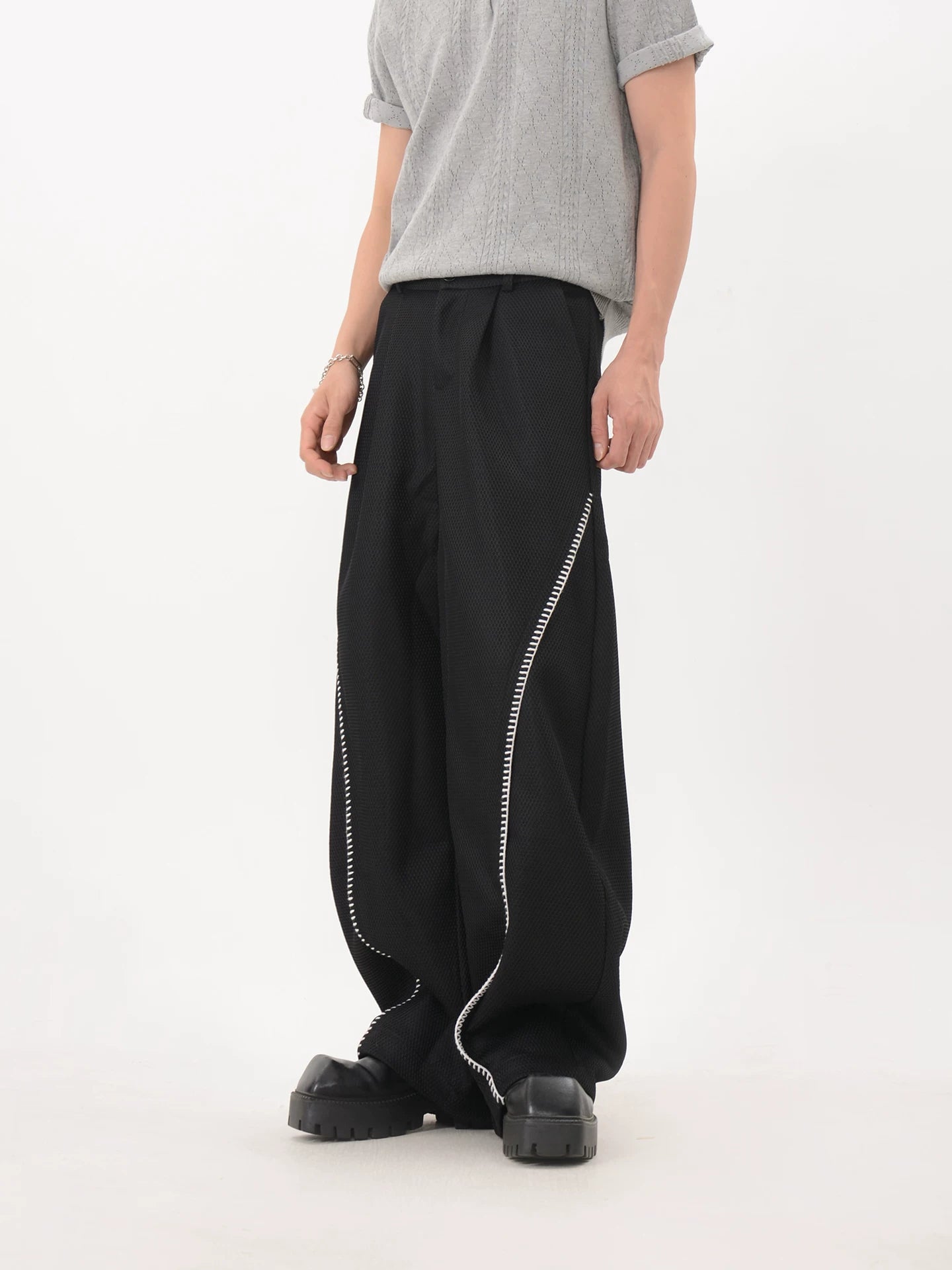 Curve Mesh Wide Trousers