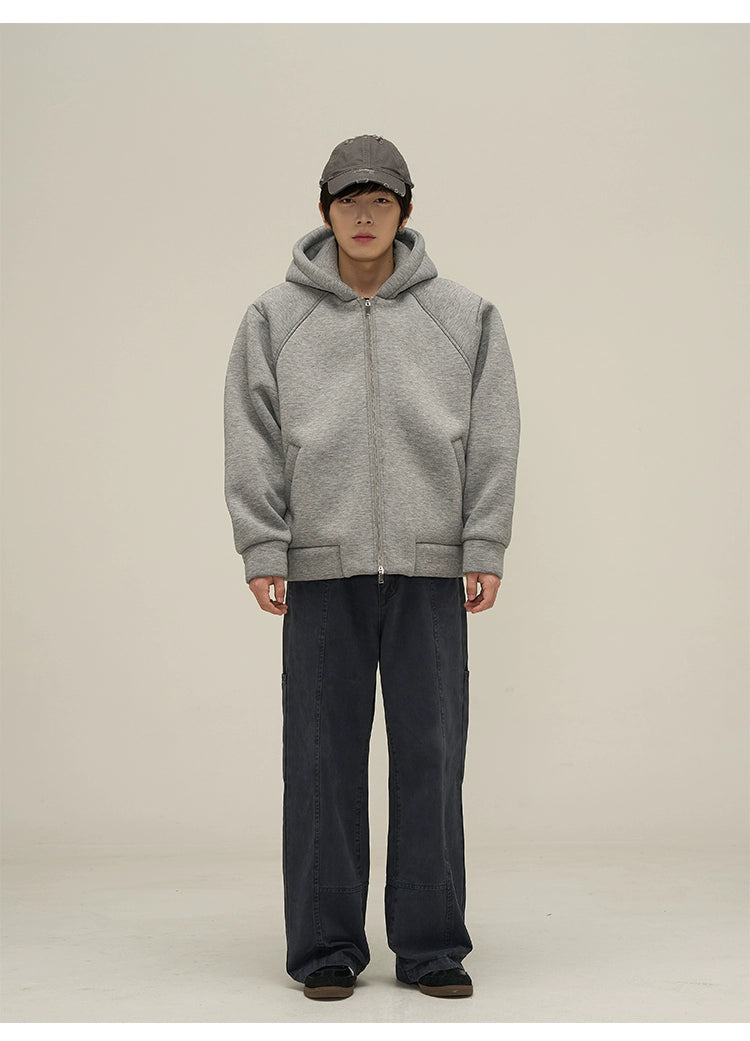 Washed Utility Panel Seams Wide Leg Jeans
