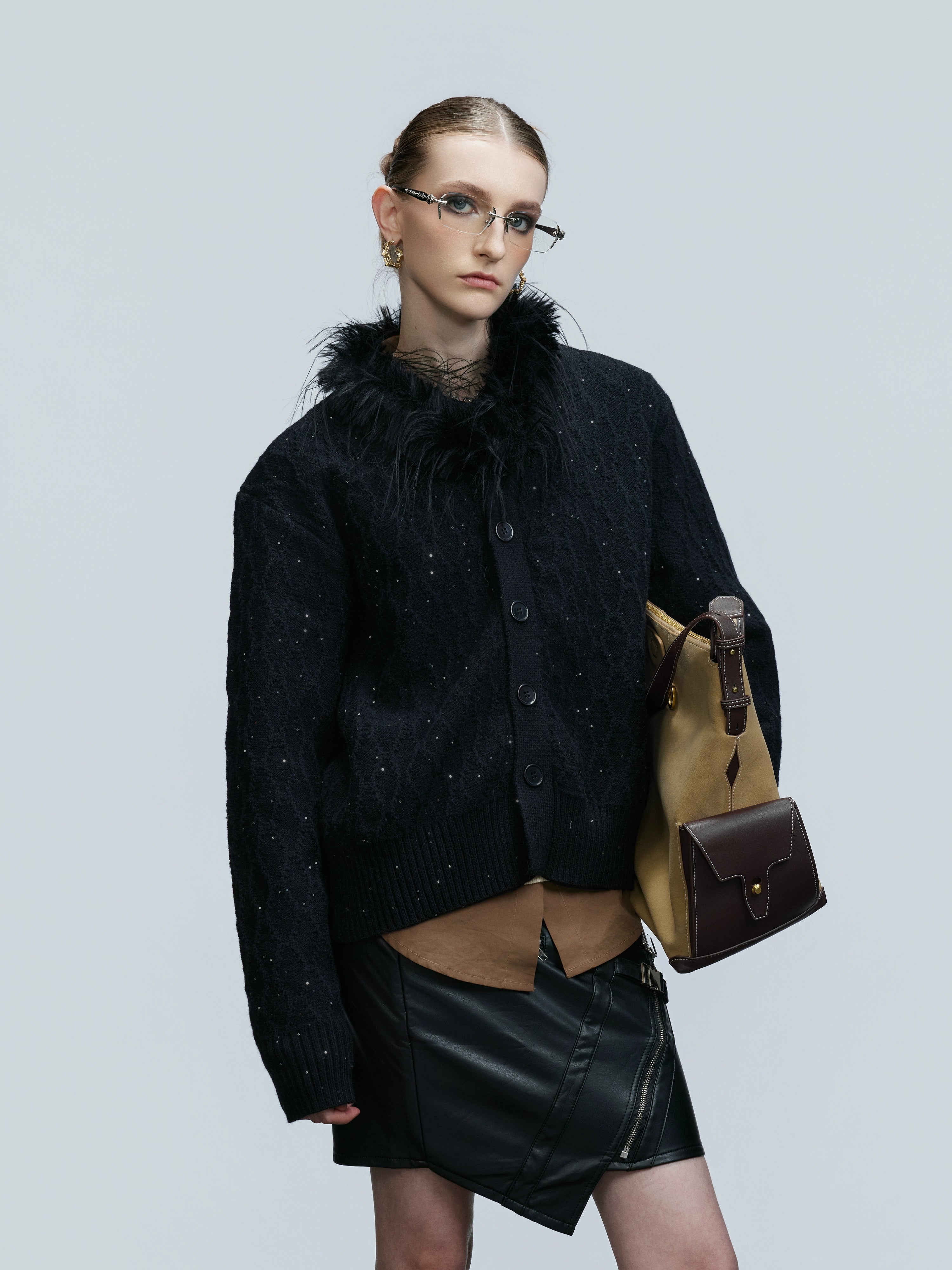 Feather Frost Cable Knit Cardigan