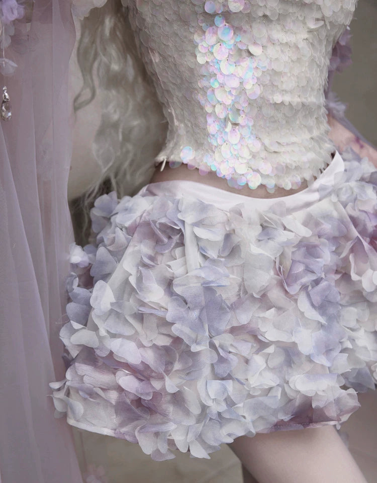 Petal Appliqué Sheer Skirt