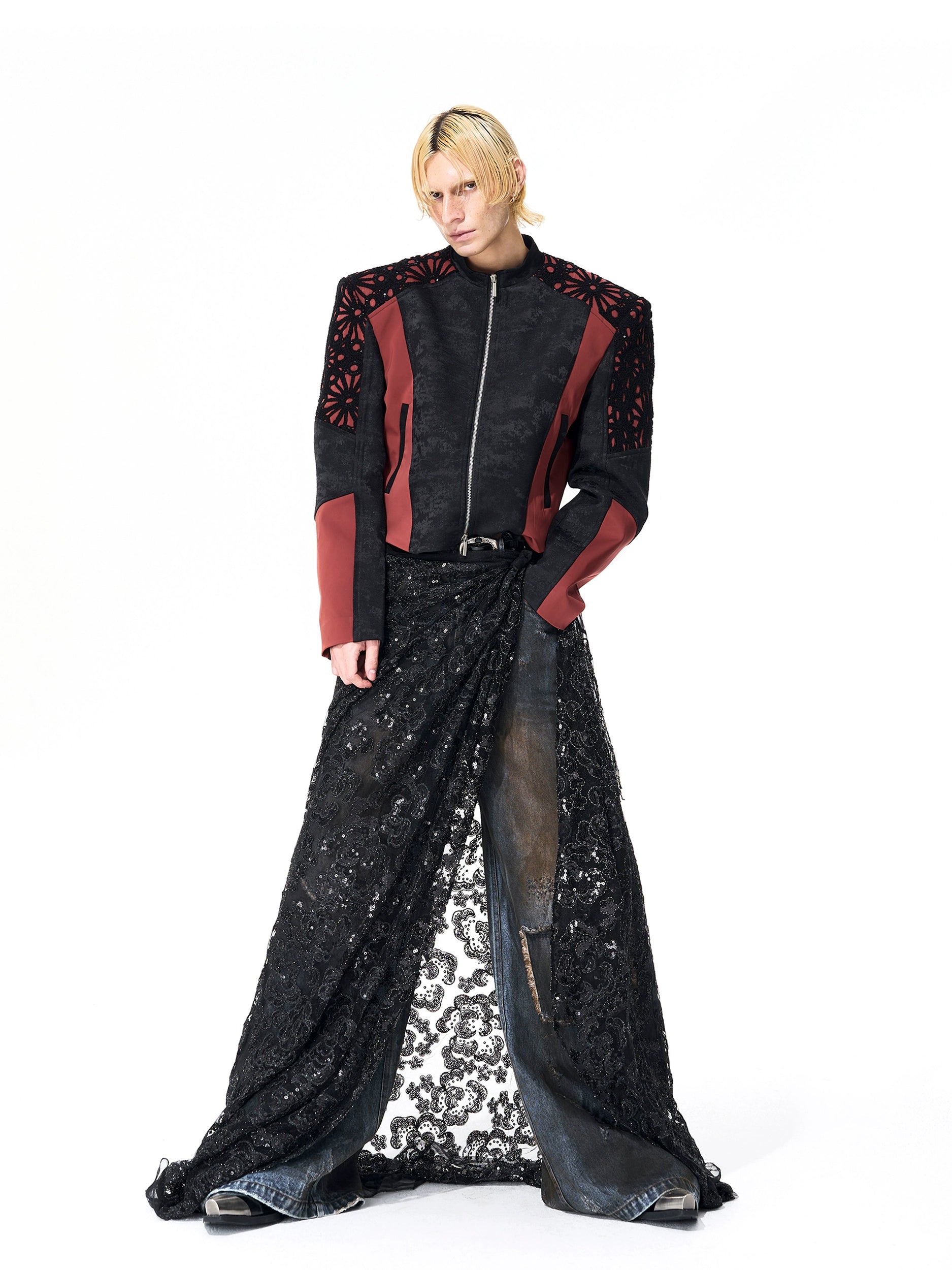 Black and Red Laser Cut Jacket