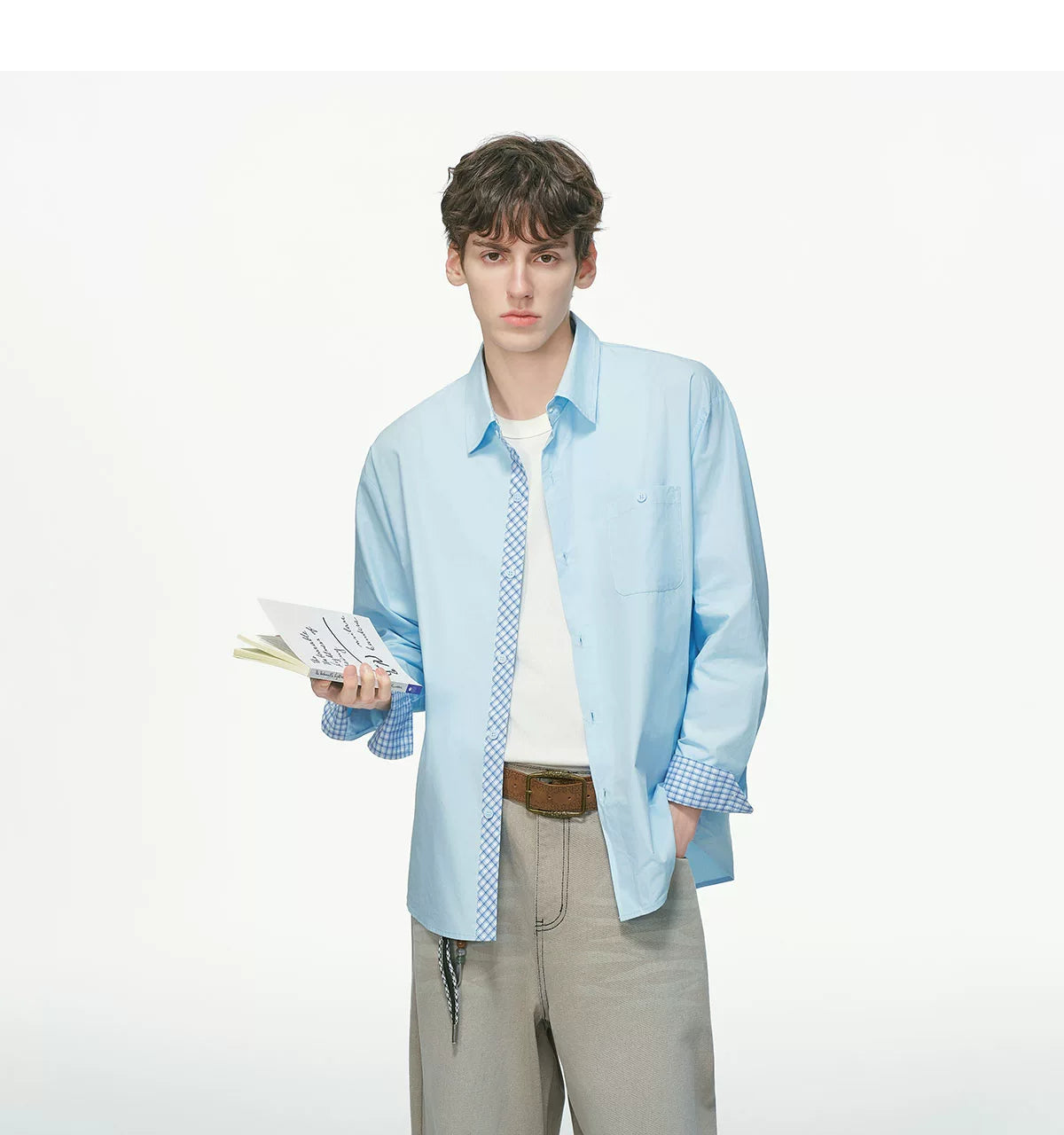 Gingham Cuff Contrast Oxford Shirt