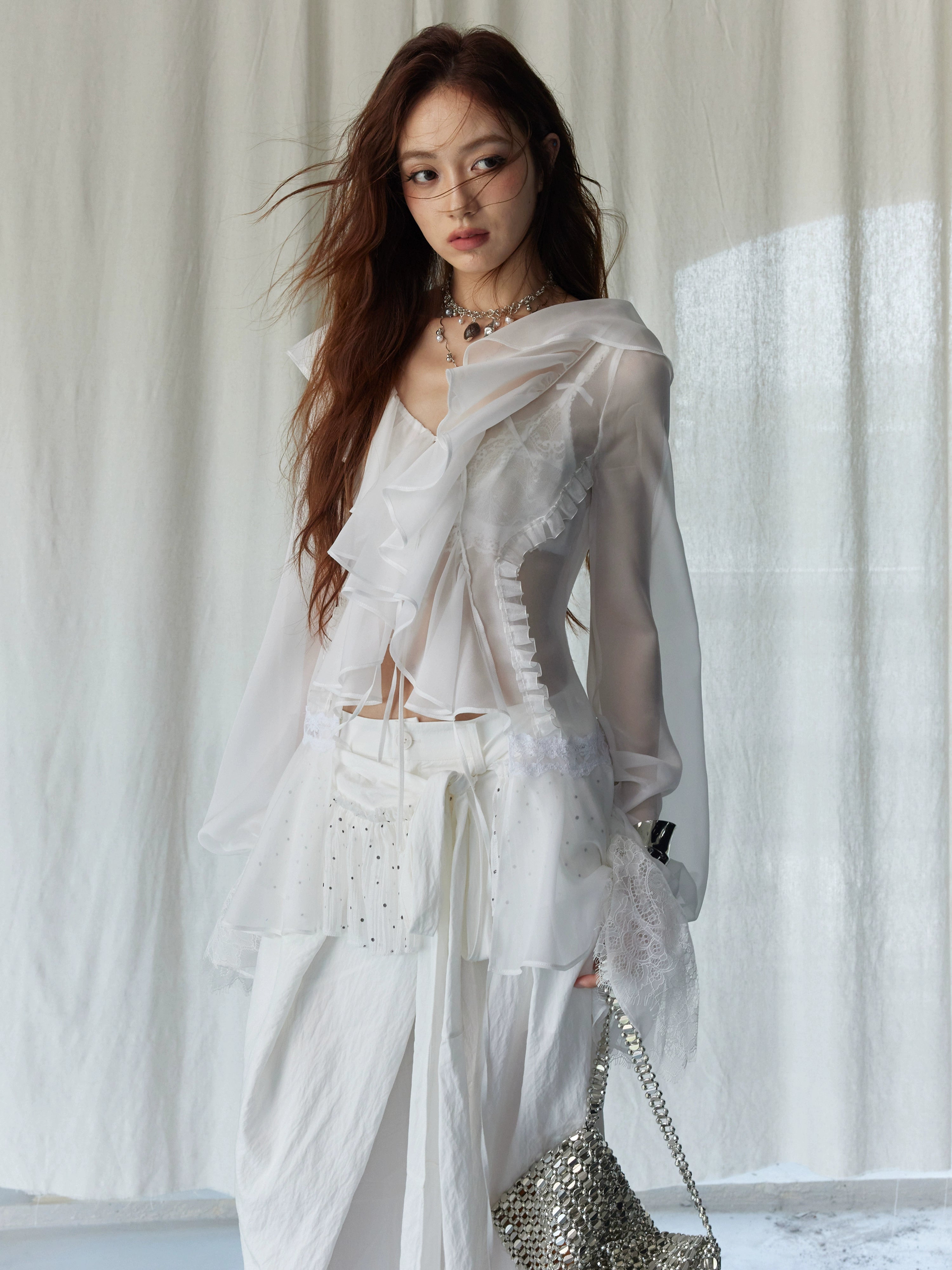 Ruffled White Off-Shoulder Romantic Blouse