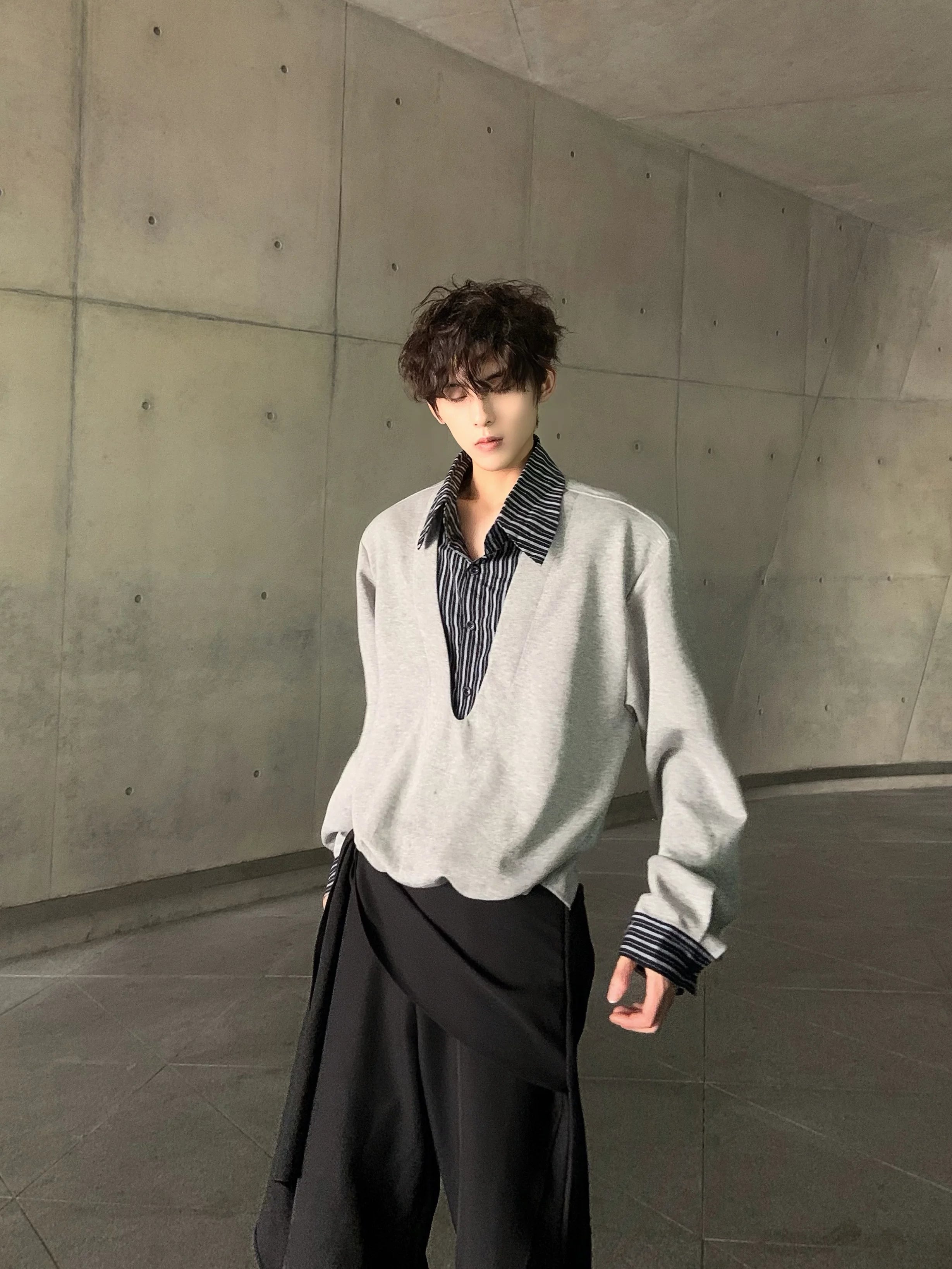 Slate Layered V-Neck Sweater
