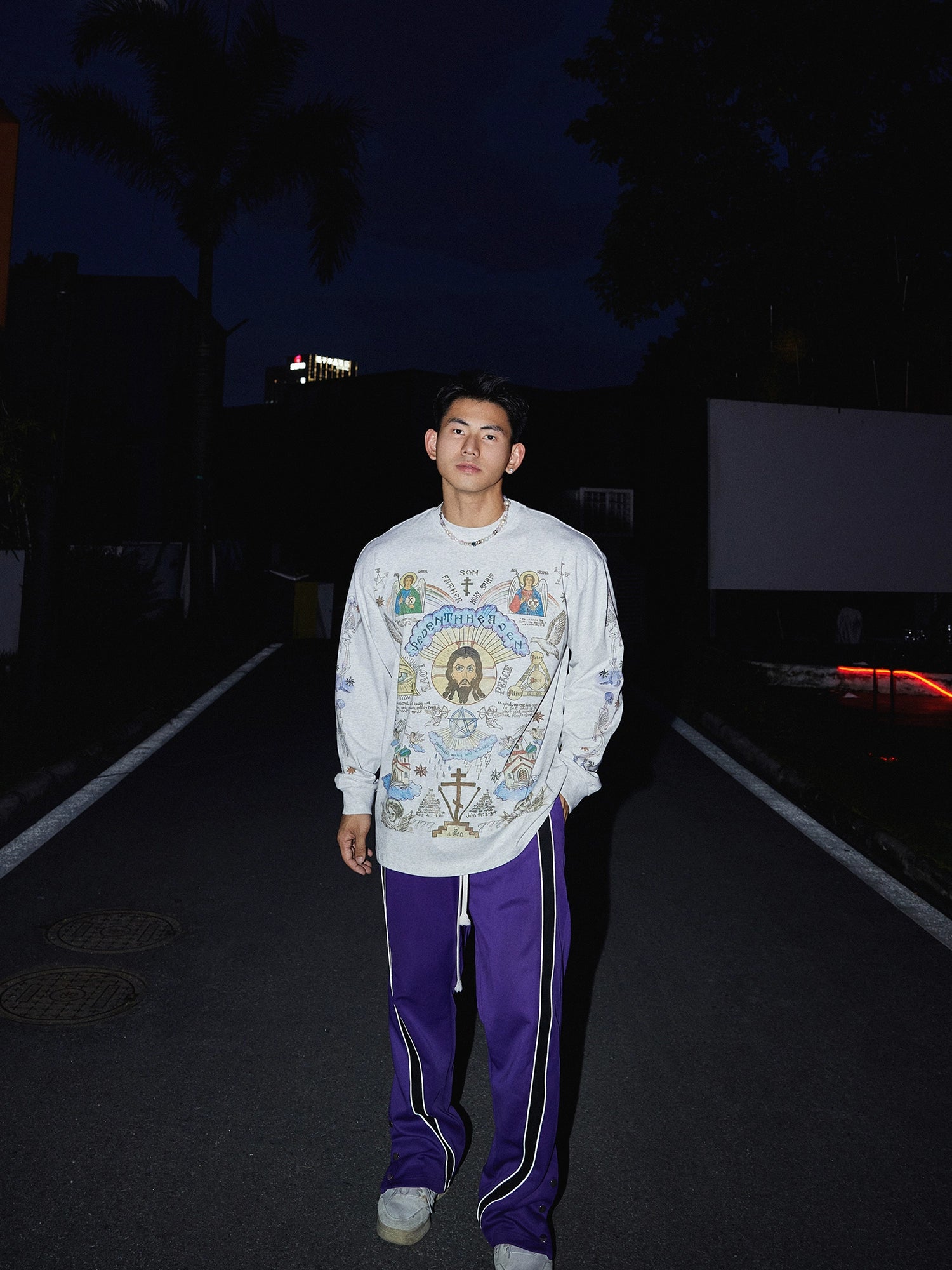Religious Icon Print Oversized Sweatshirt