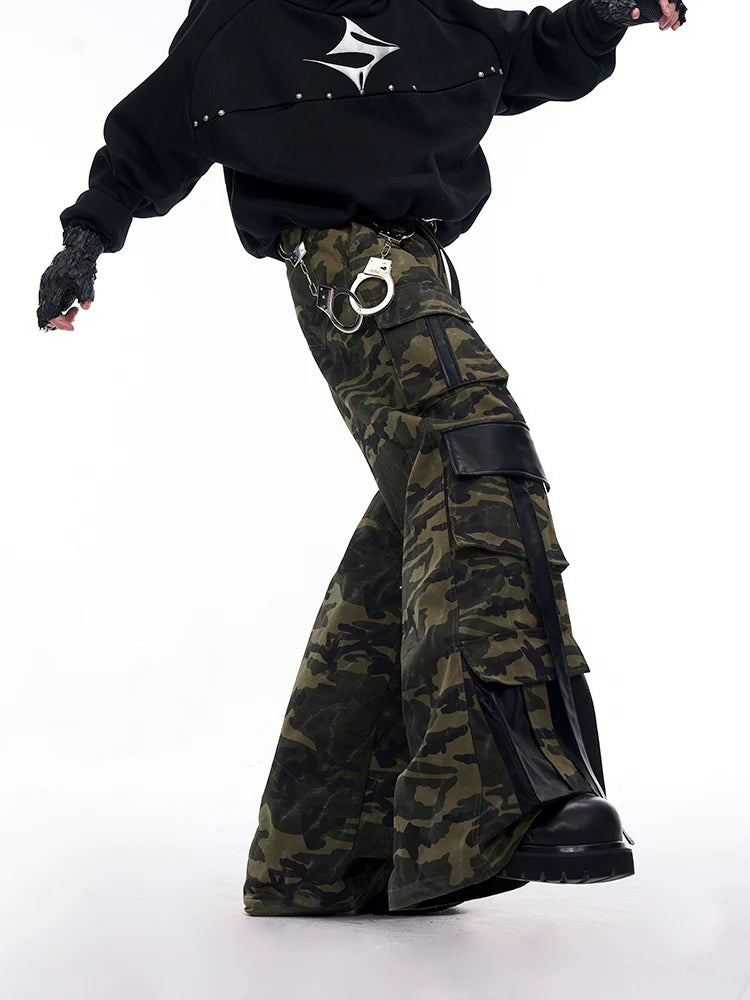 Camo Patchwork Jacket and Wide-Leg Cargo Setup