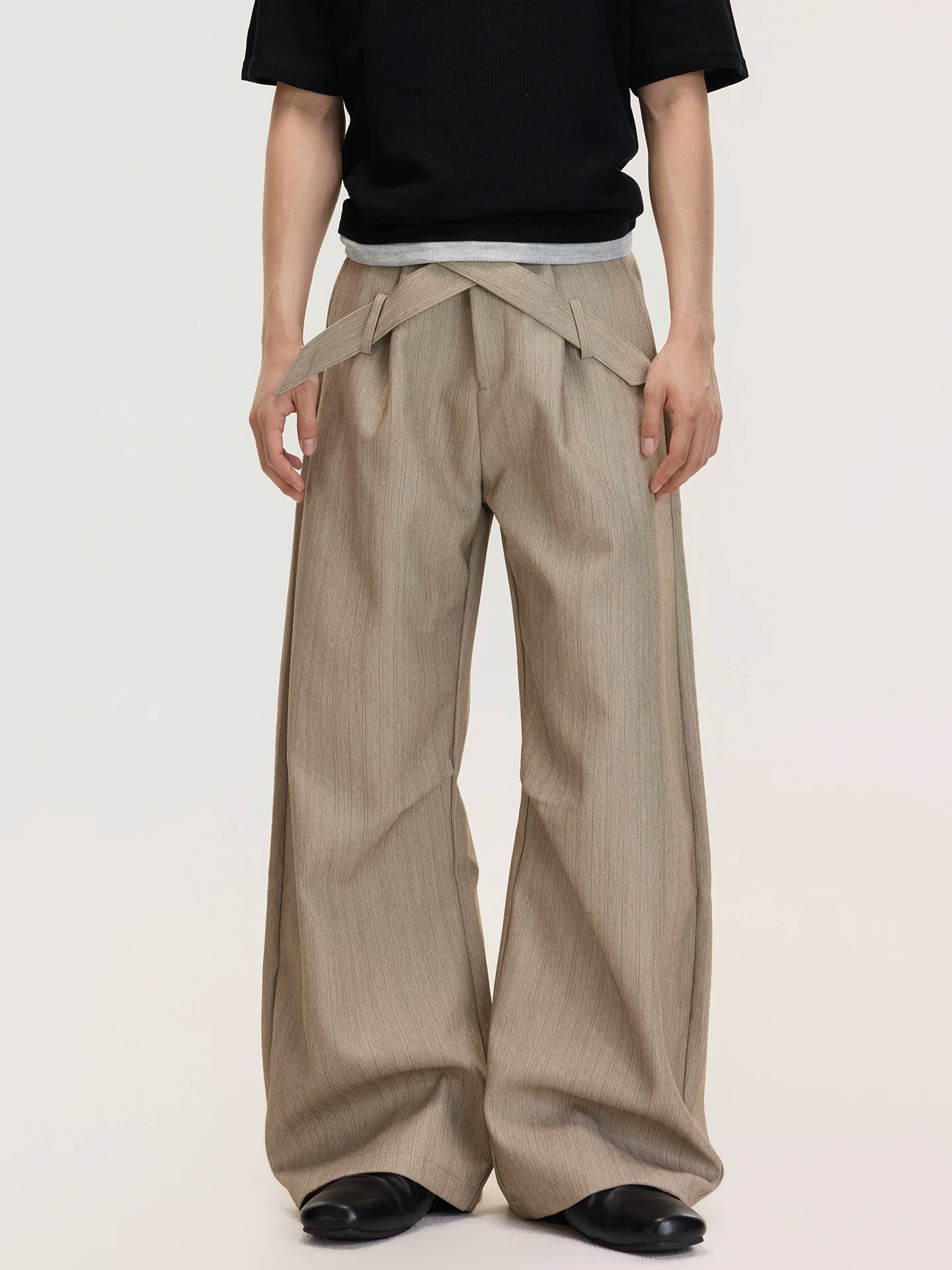 Drape Crossover Wide Pants