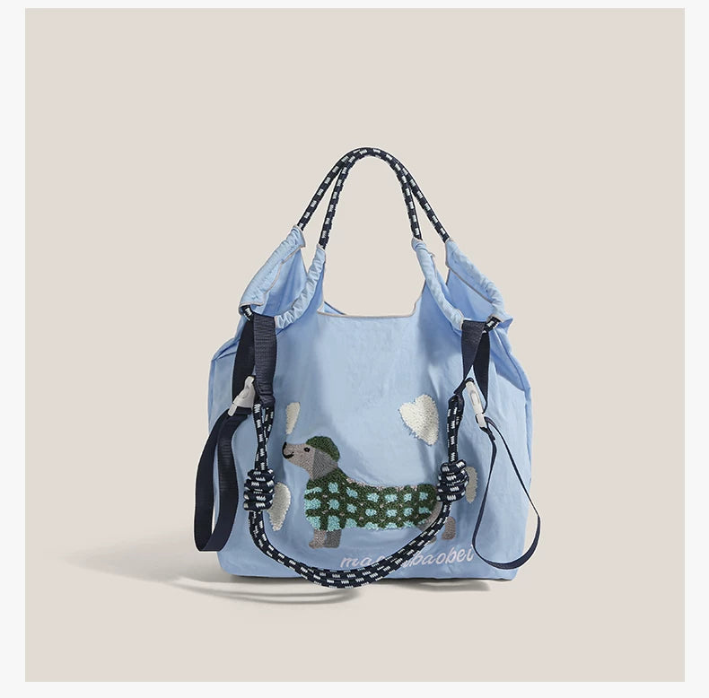 Cloudy Dachshund Sling Tote