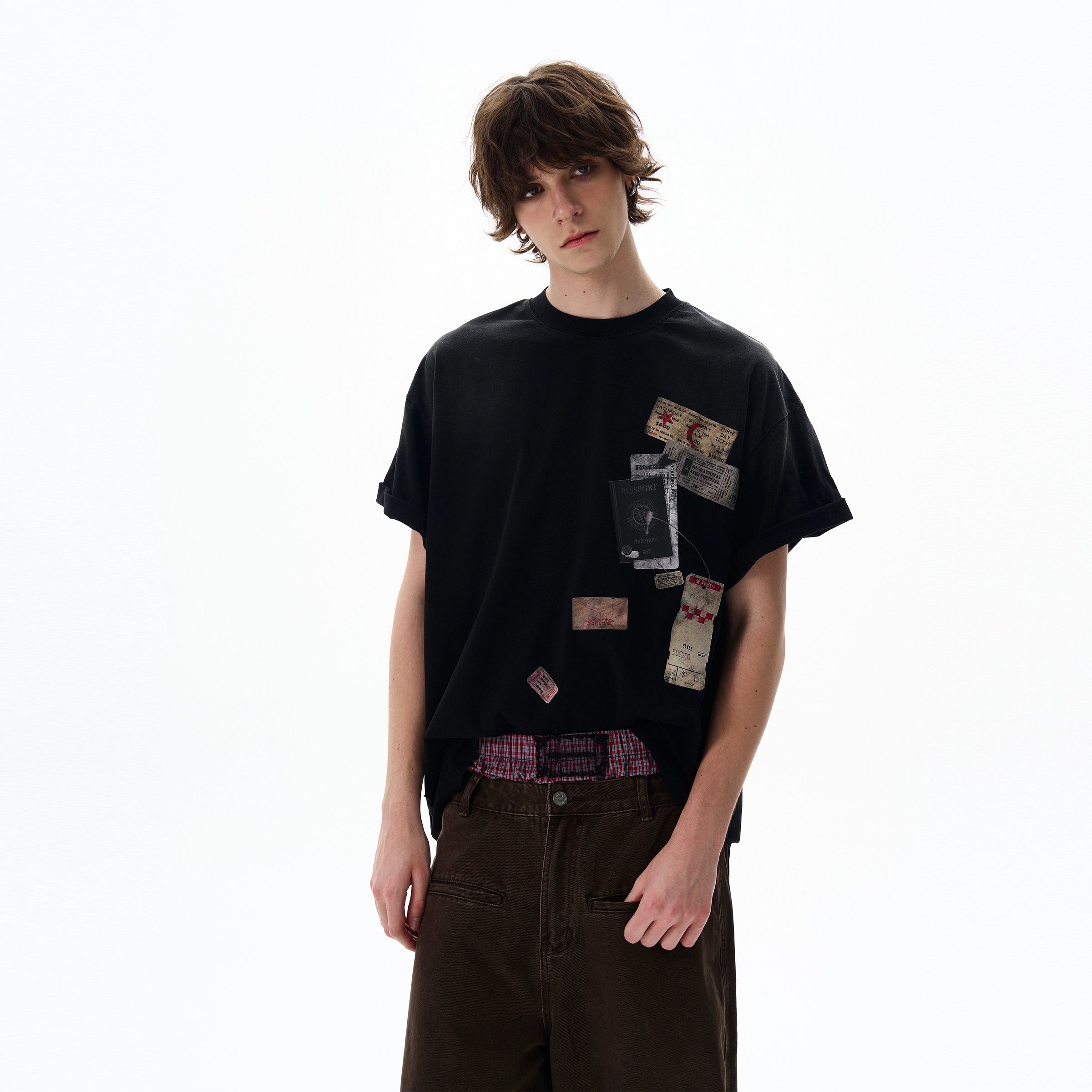 Passport Stamp Graphic Oversized T-Shirt