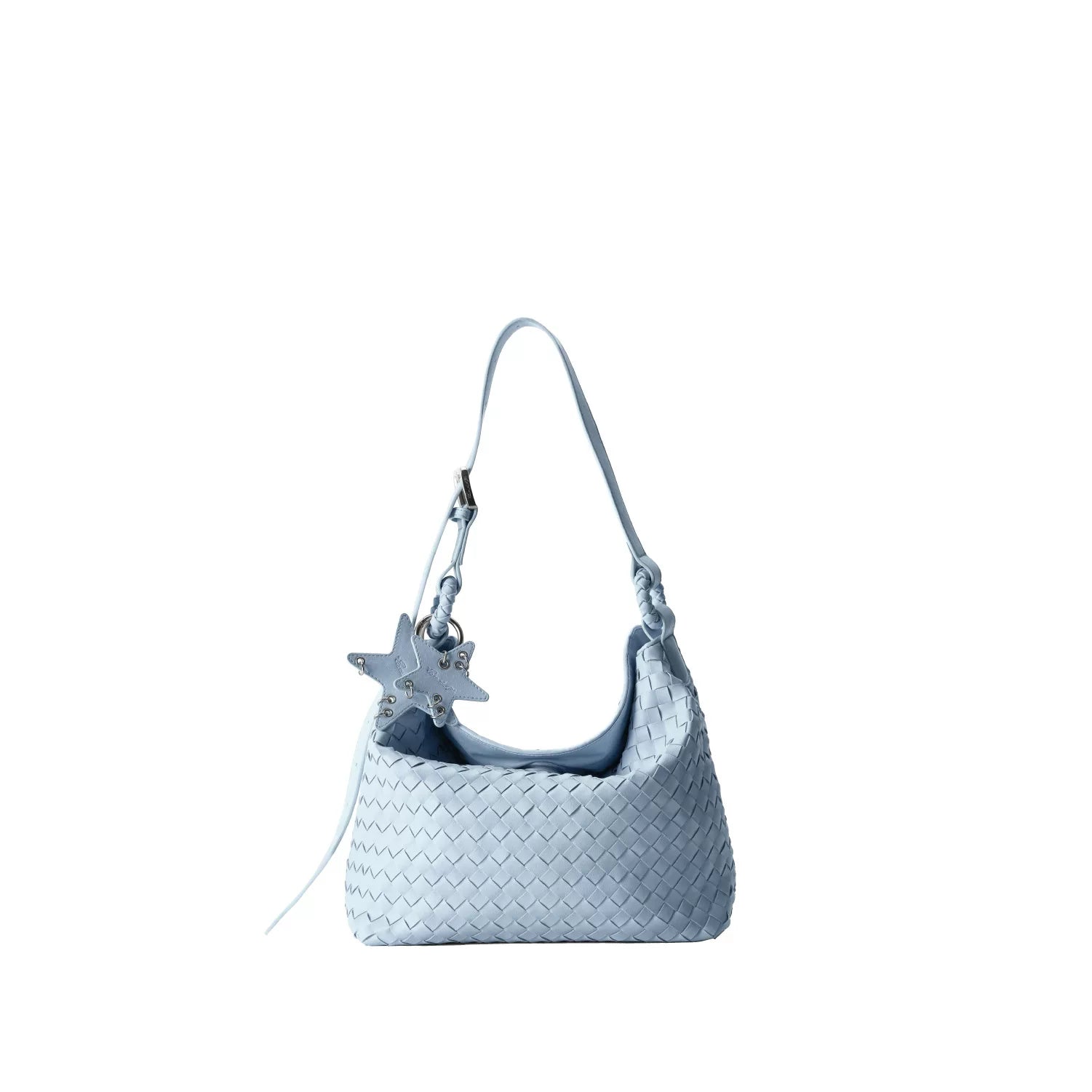 Braided Star Hobo Tote Bag - Powder Blue / Small