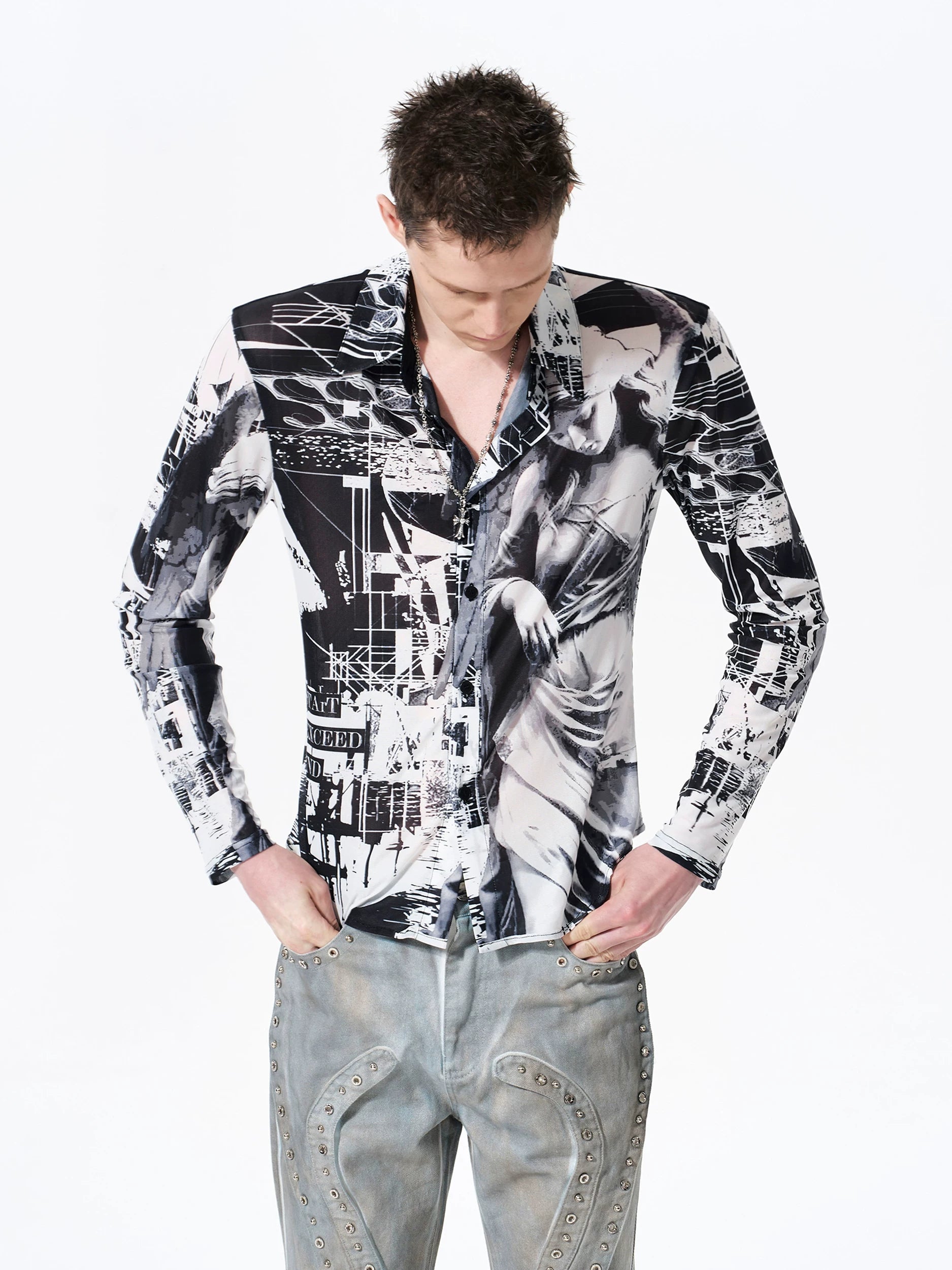 Urban Seraph Collage Mesh Shirt