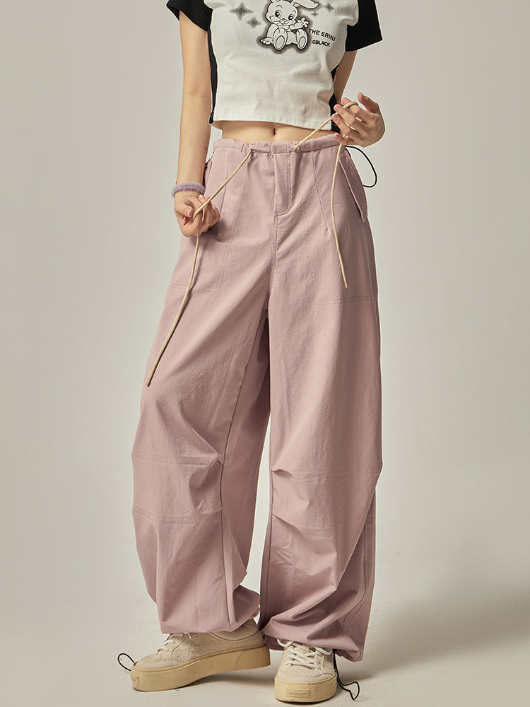 Pink Wide Leg Cargo Pants