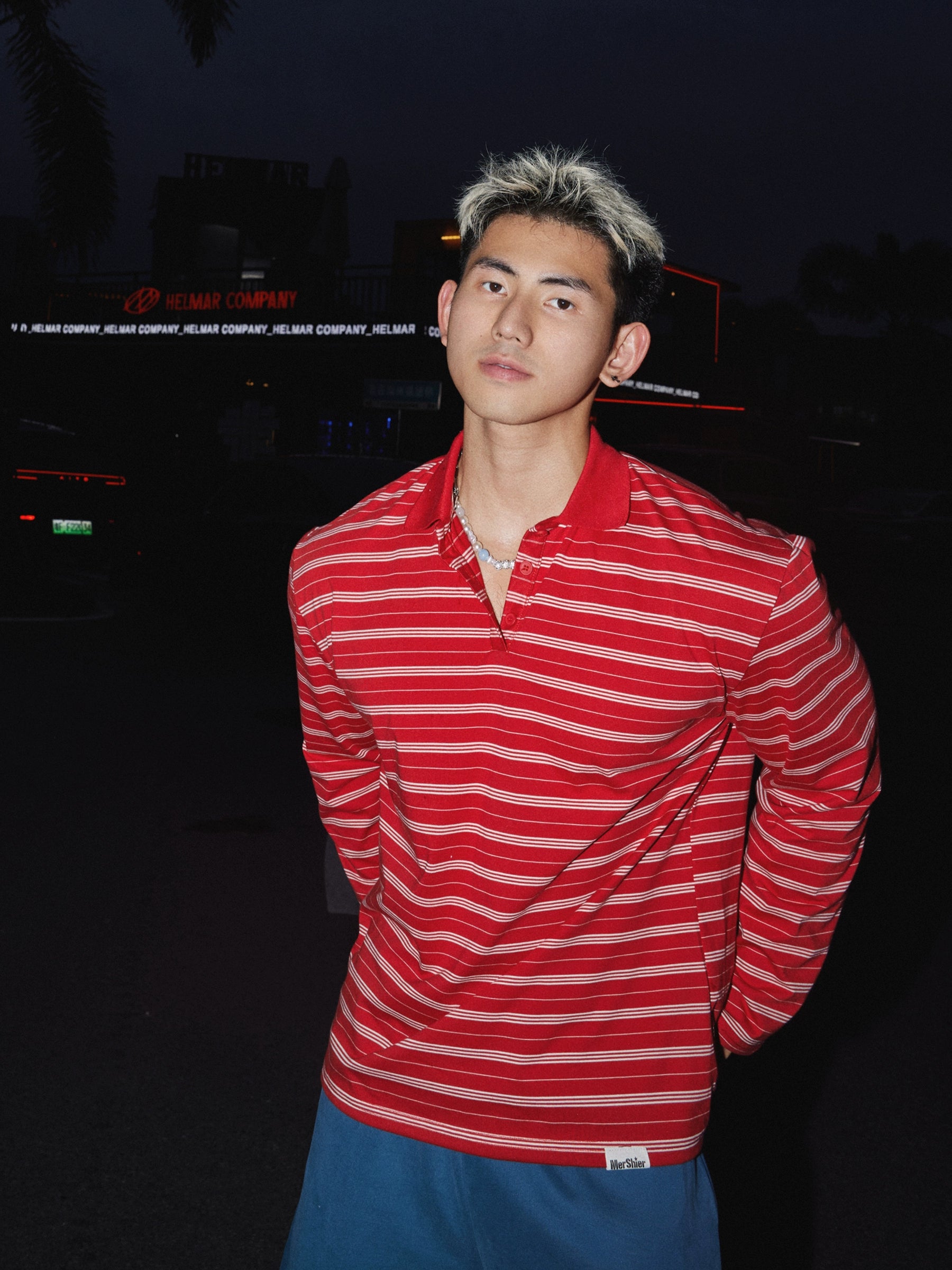 Red and White Striped Rugby Shirt