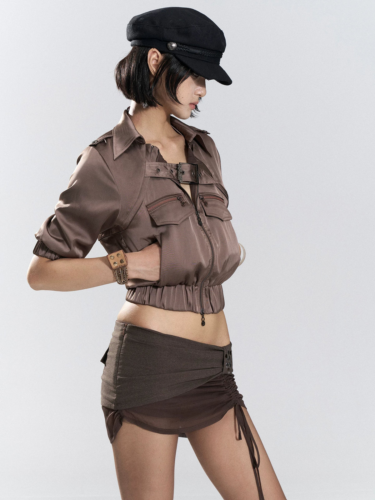 Rogue Buckle Cropped Utility Jacket