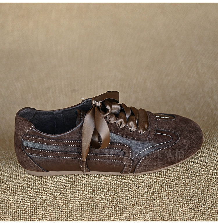 Mocha Satin Ribbon Sneaker