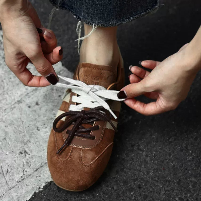 Vintage Brown Suede Stripe Shoes
