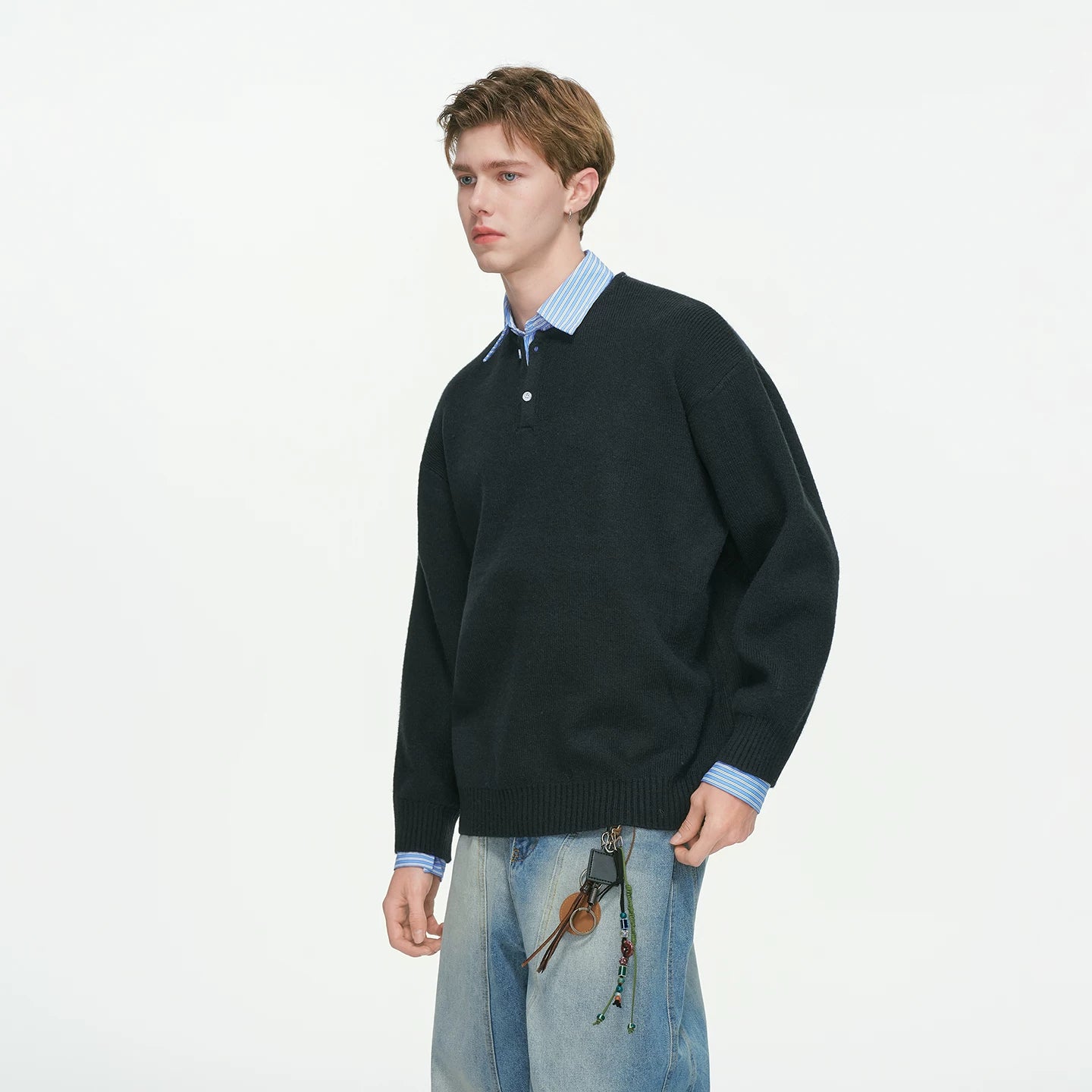 Oxford Layer Knit Polo Sweater