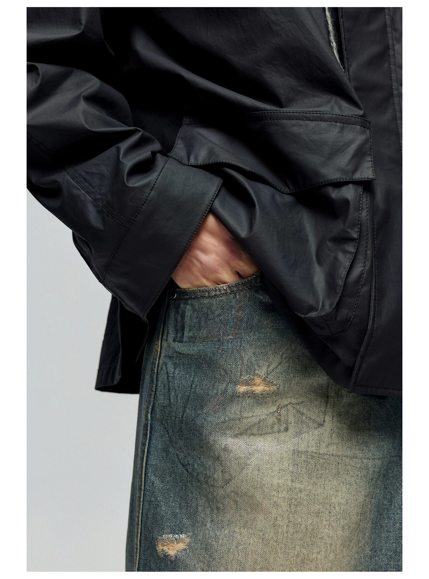 Contrast-Collar Utility Jacket