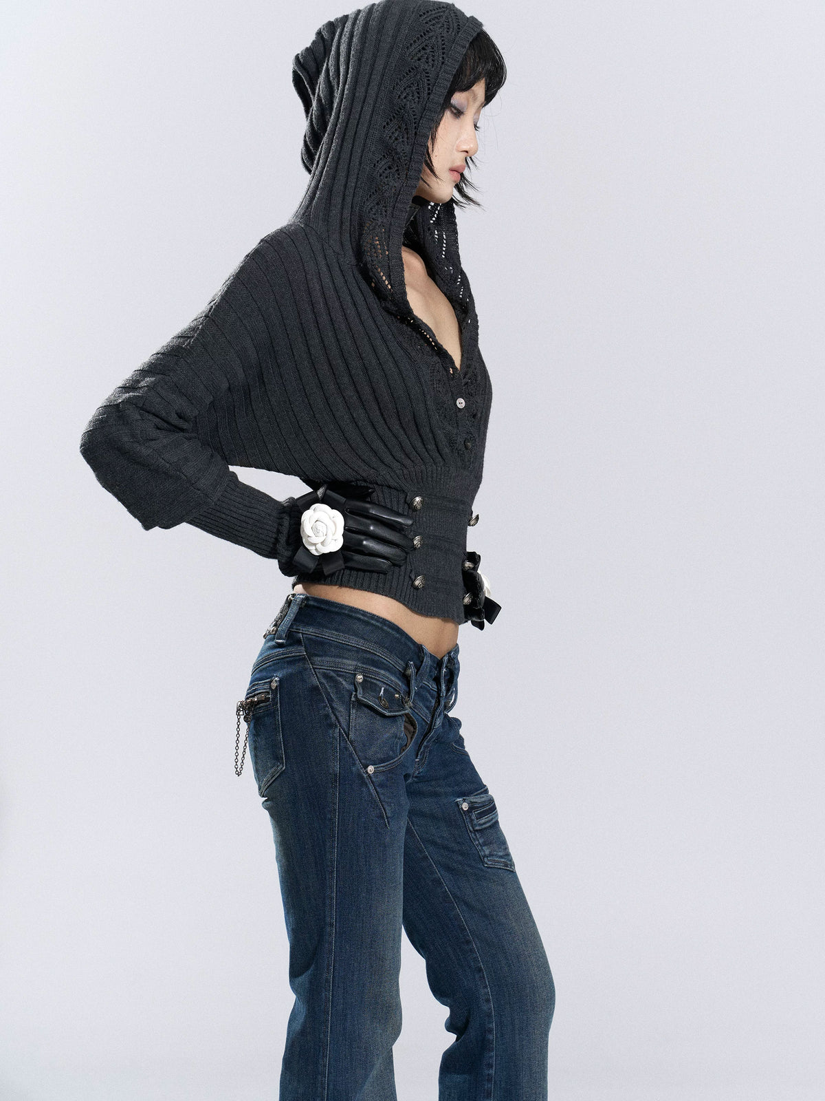 Eclipse Lace-Trim Corset Knit Top