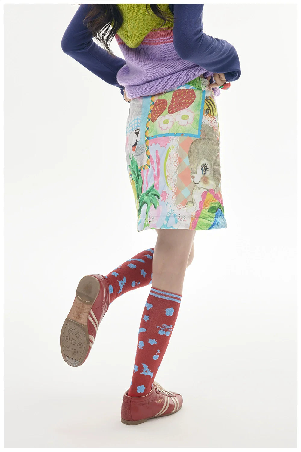 Patchwork Print Mini Skirt