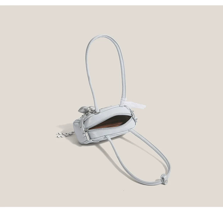 Frosted Lace Bow Baguette Bag