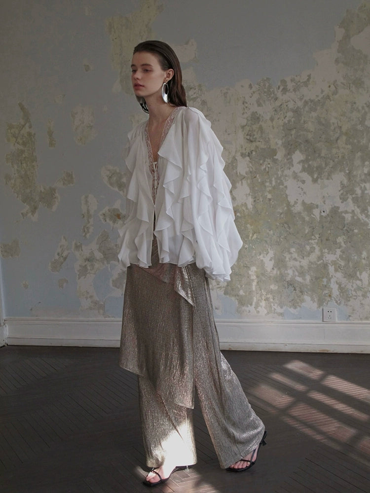 Ruffled Button Back Blouse